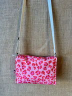 Sac bandoulière en tissu Léopard fuschia et orange