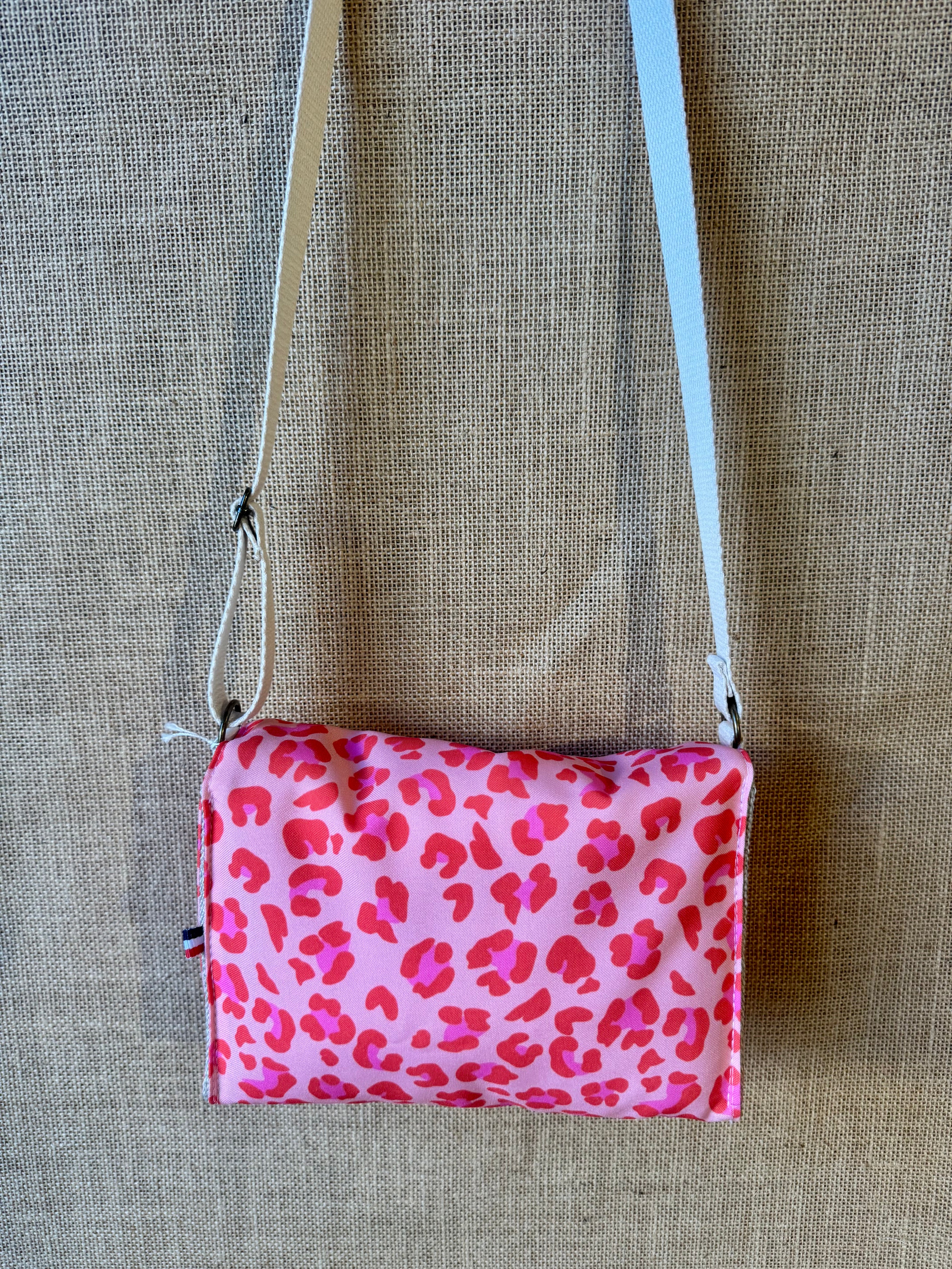 Sac bandoulière en tissu Léopard fuschia et orange