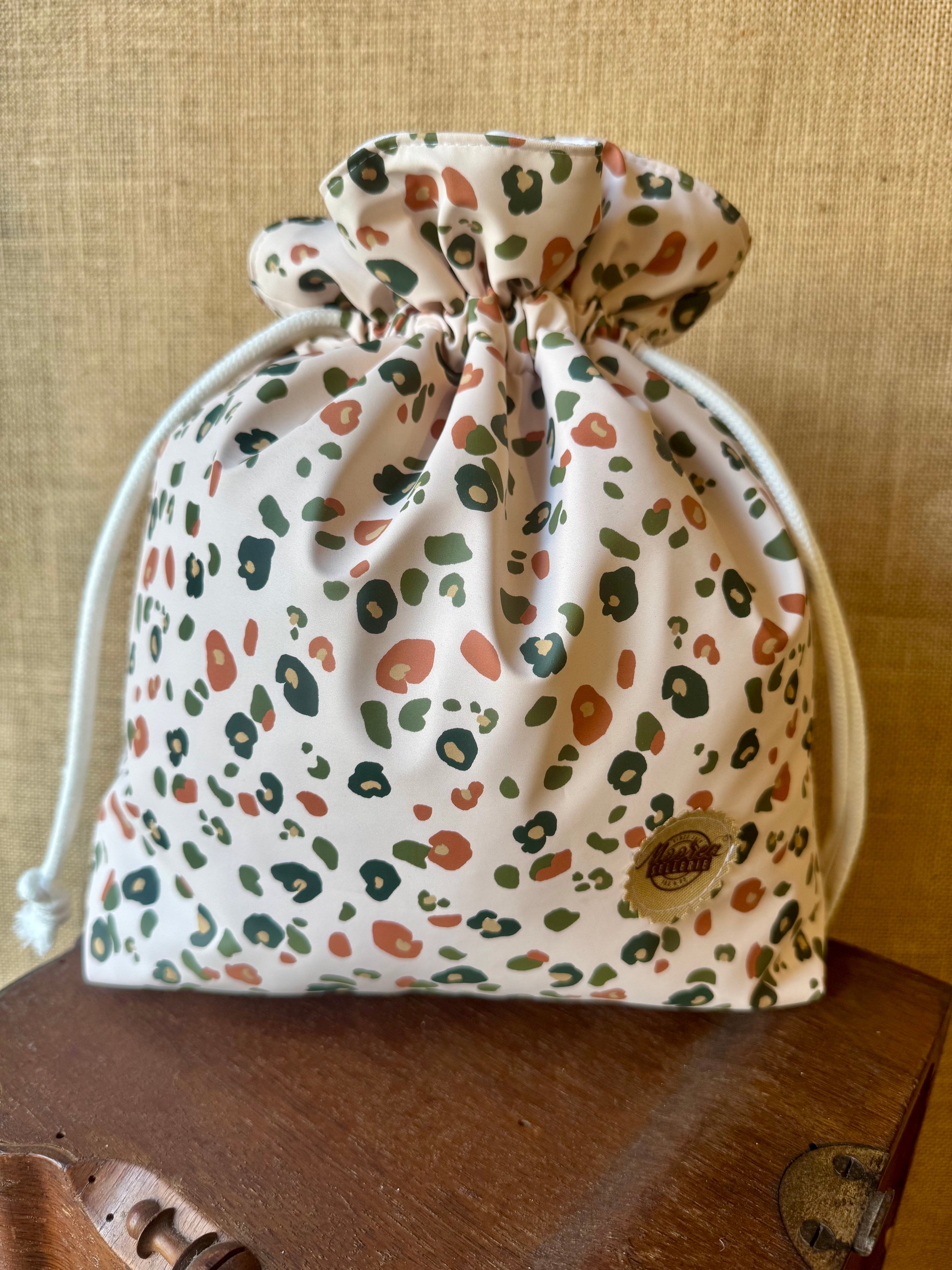 Trousse Bourse Toile Imperméable Léopard Rose