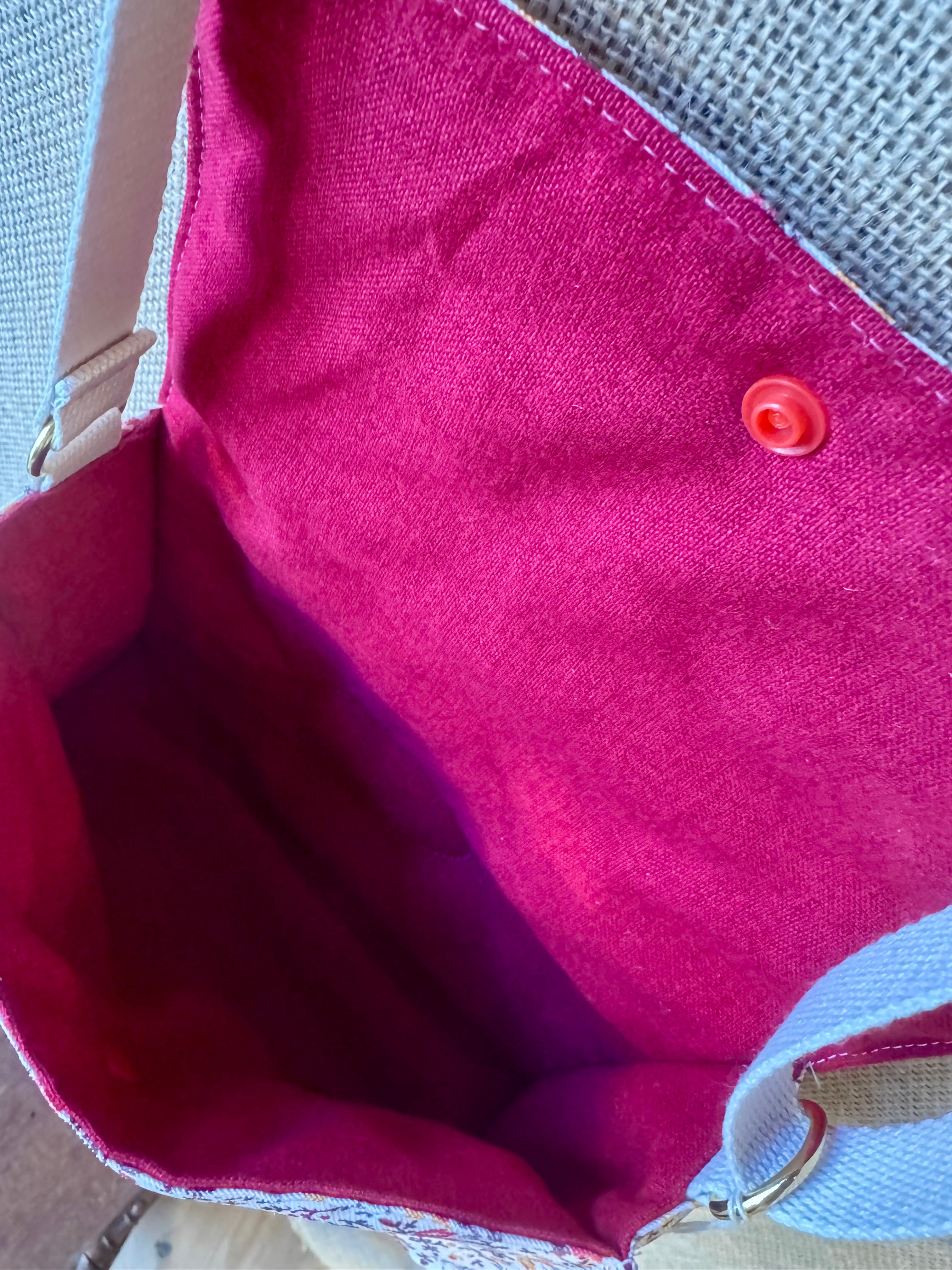 Sac bandoulière en Tissu Floral rouge