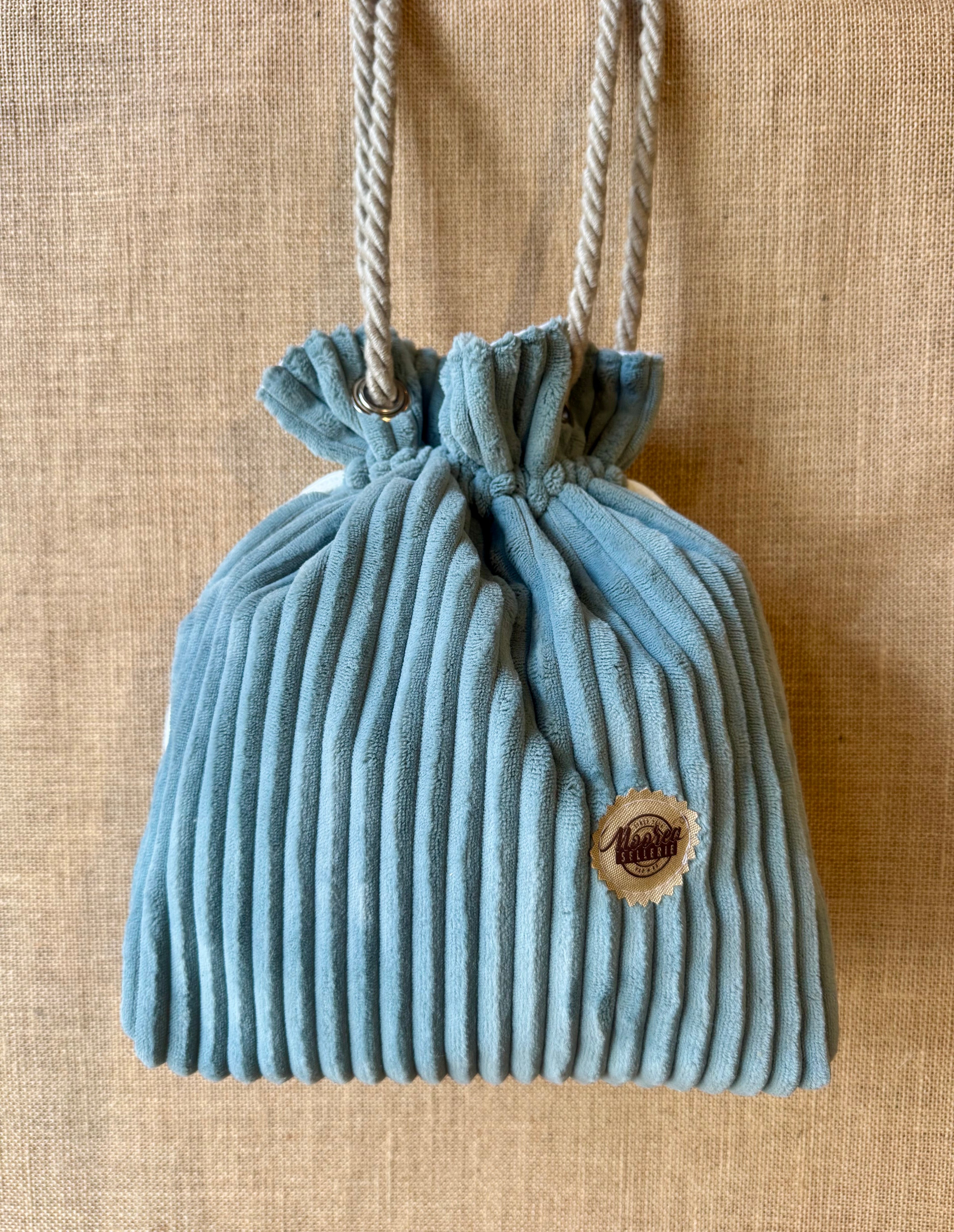 Sac Bandoulière Bourse Velours Bleu Grandes Cotes