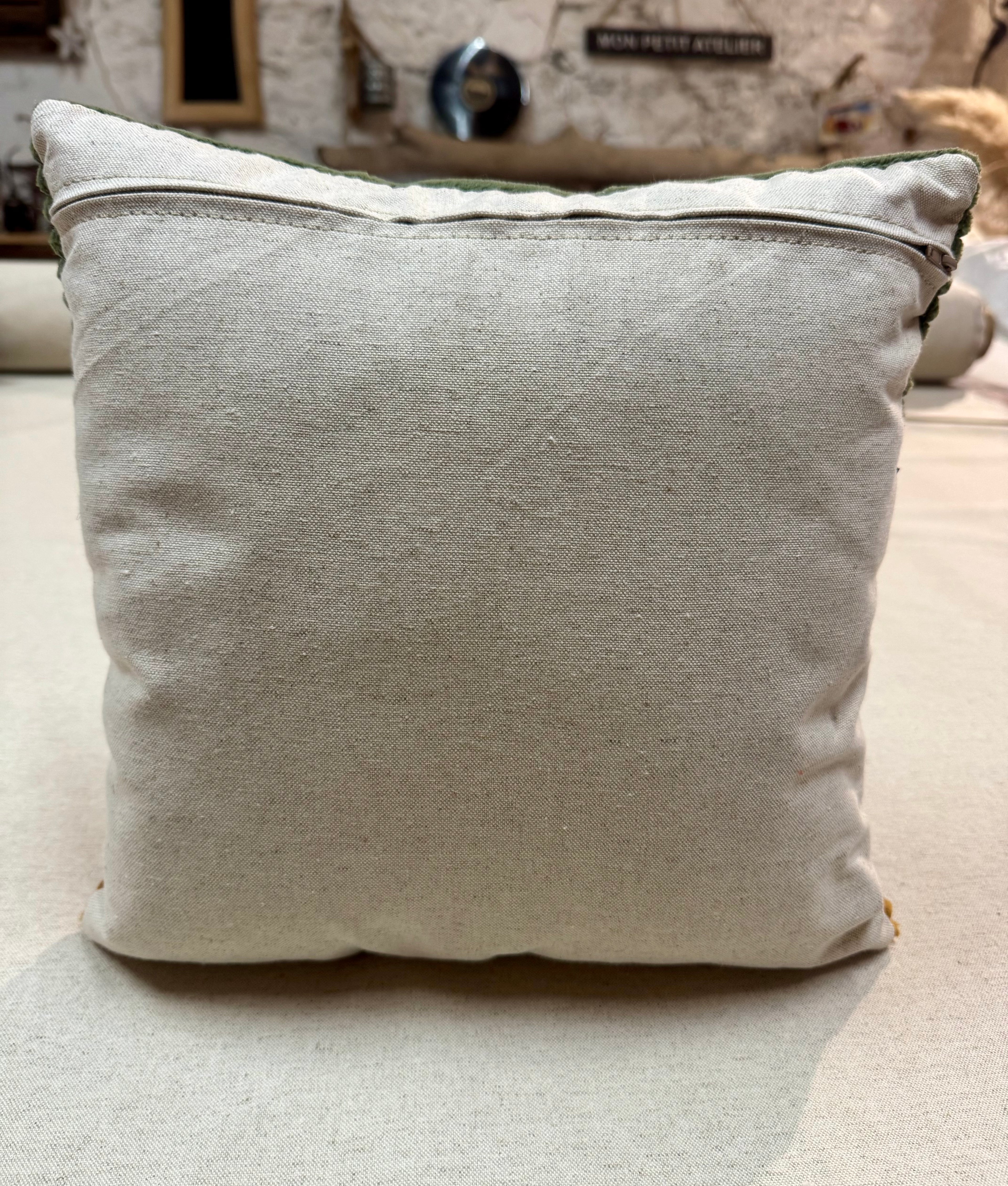 Coussin de décoration intérieure Velours Grosses Côtes Kaki / Ocre