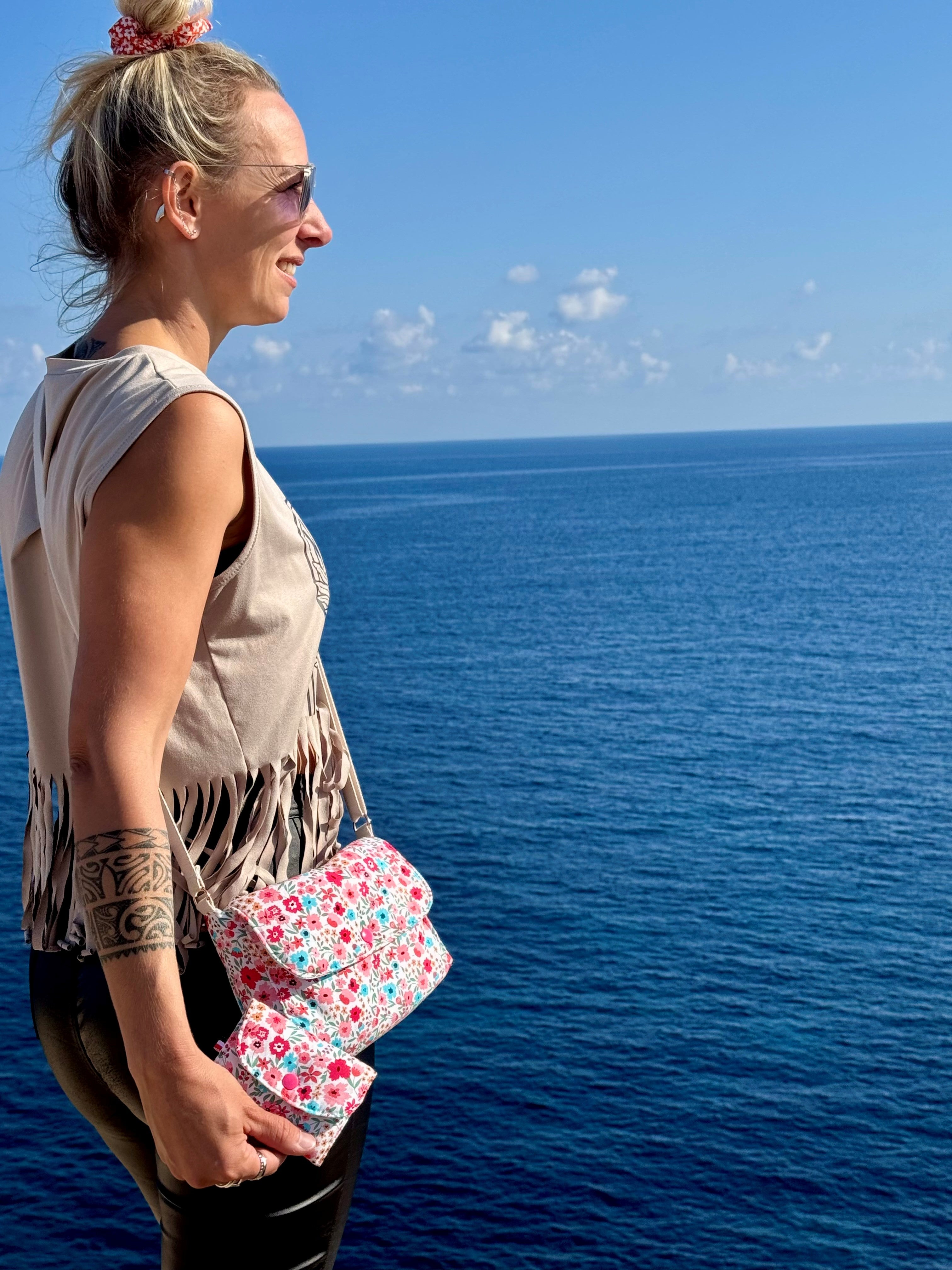 Sac bandoulière motif floral