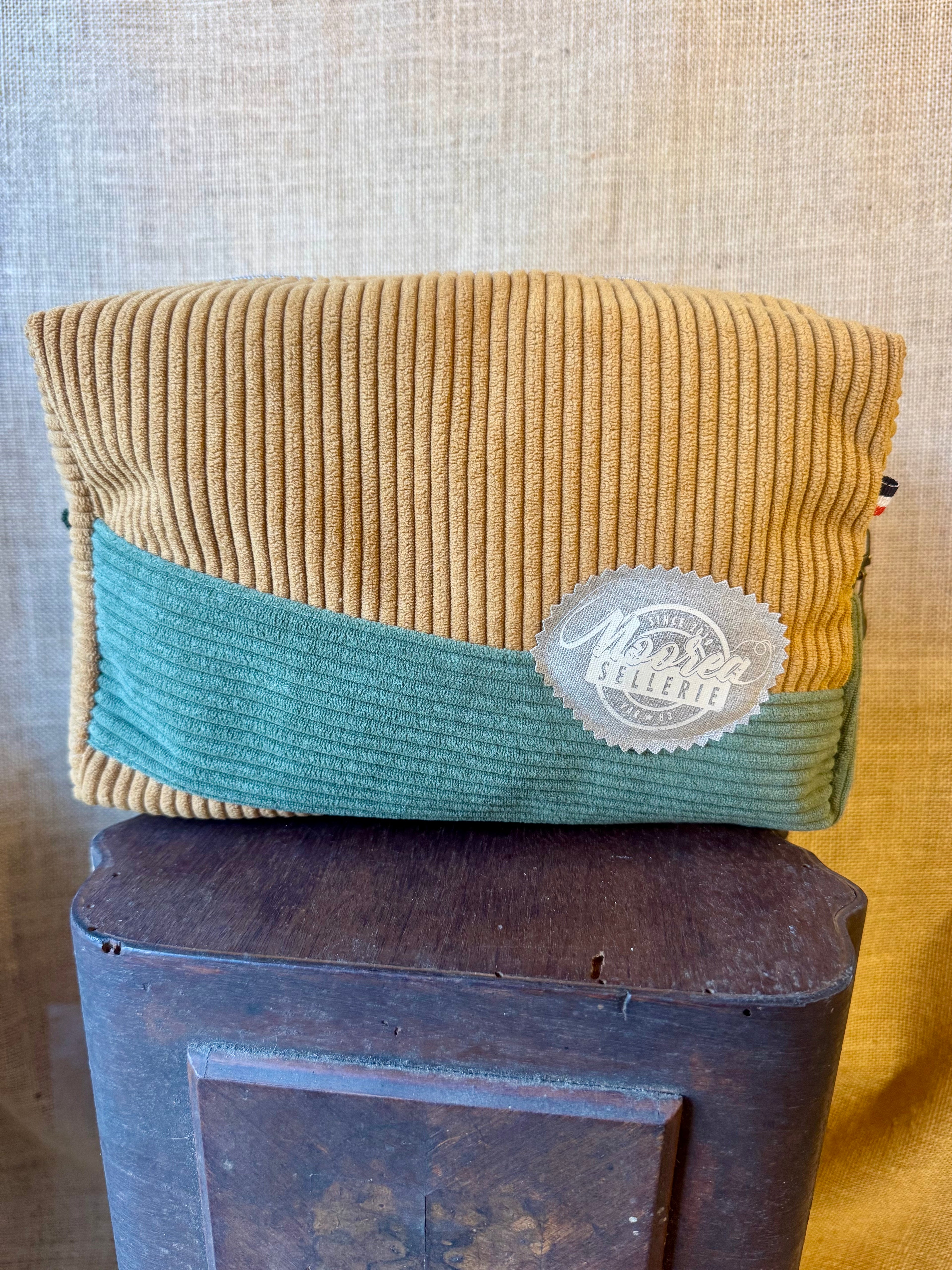 Trousse de toilette - Velours Ocre / Velours Kaki