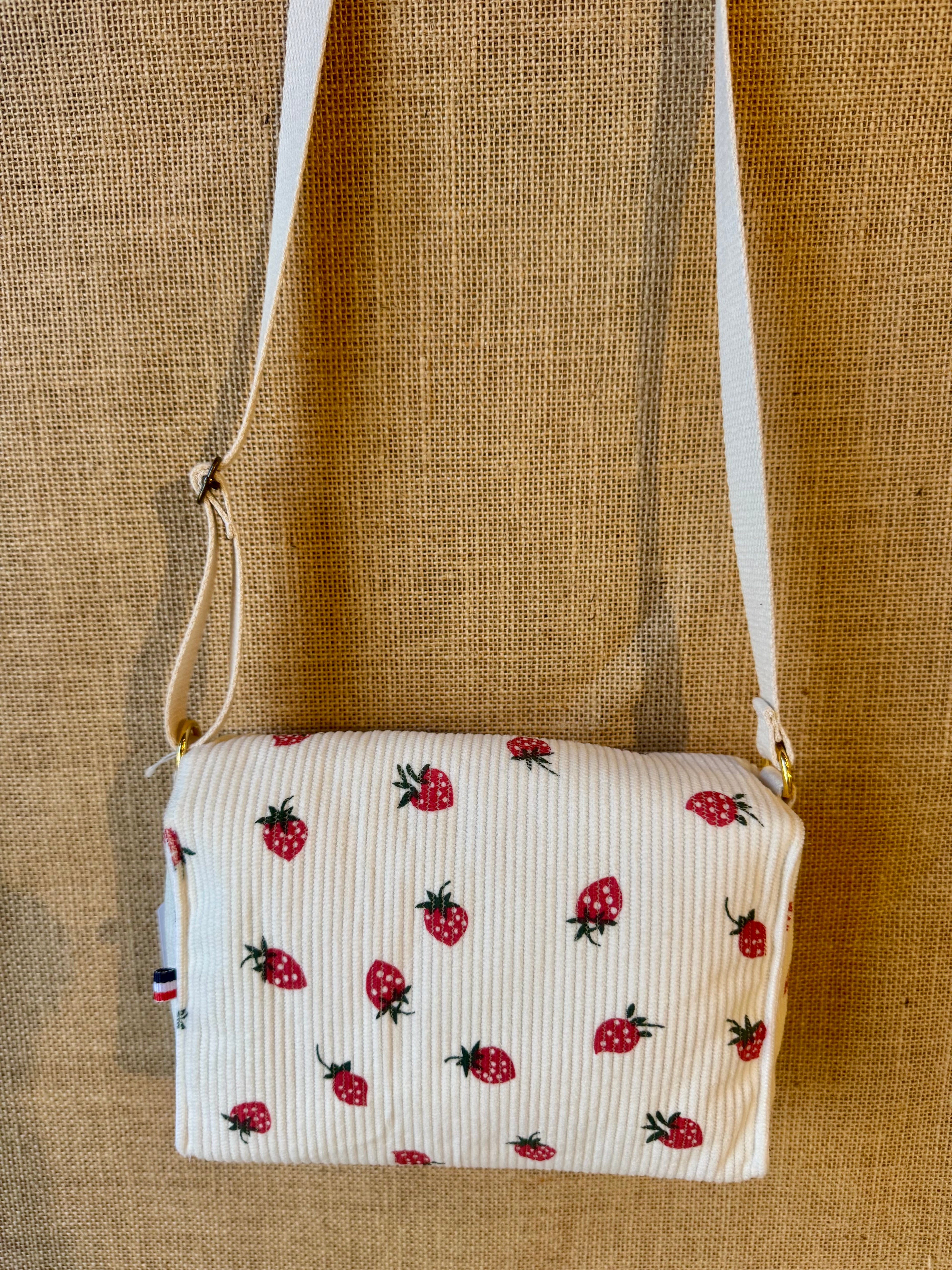 Sac bandoulière en Velours Fraises