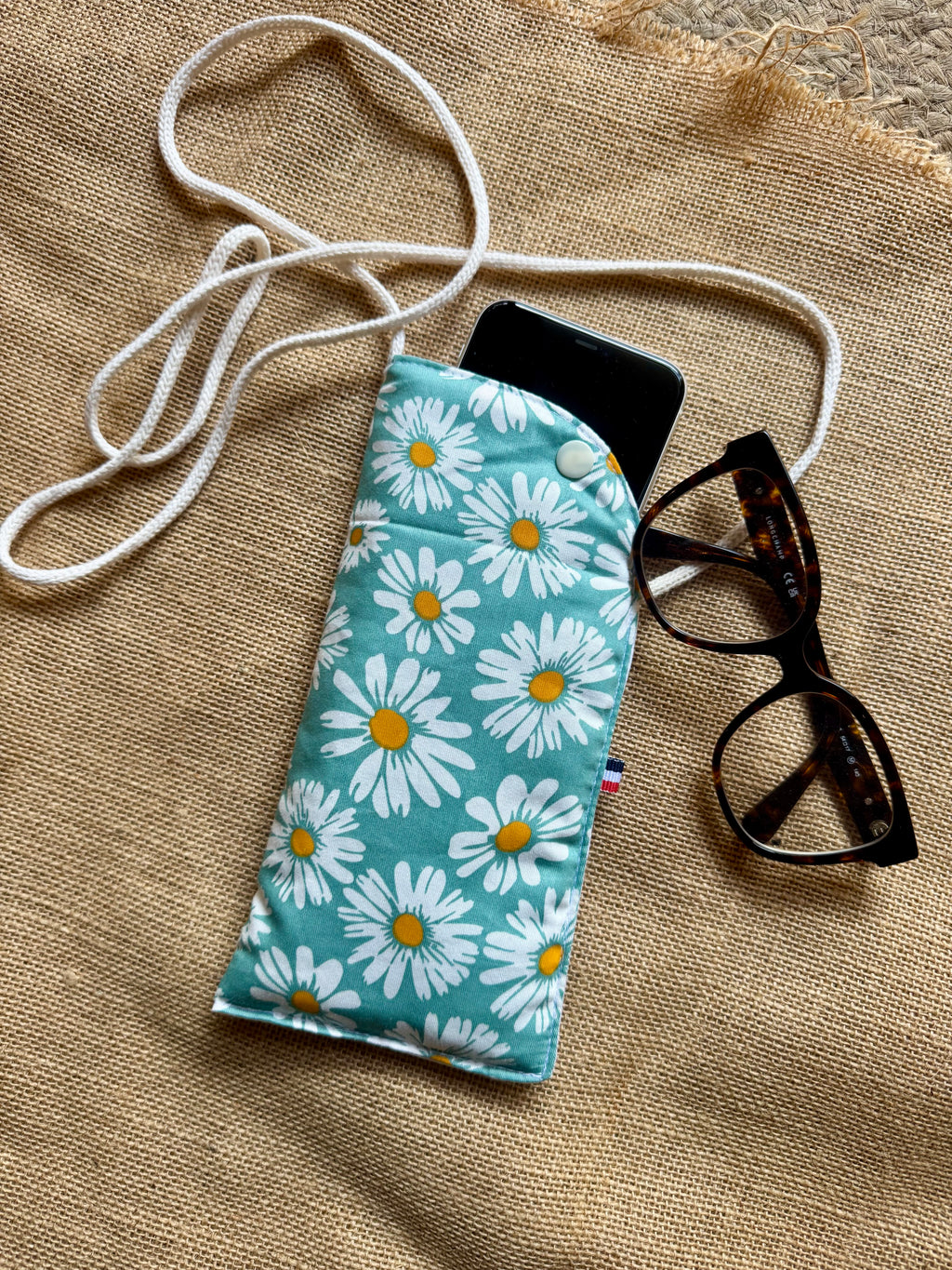 Étui téléphone Bleu / Marguerite