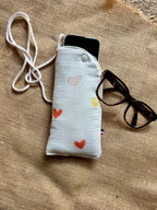 Étui téléphone Gaze de Coton Cœurs Multicolores