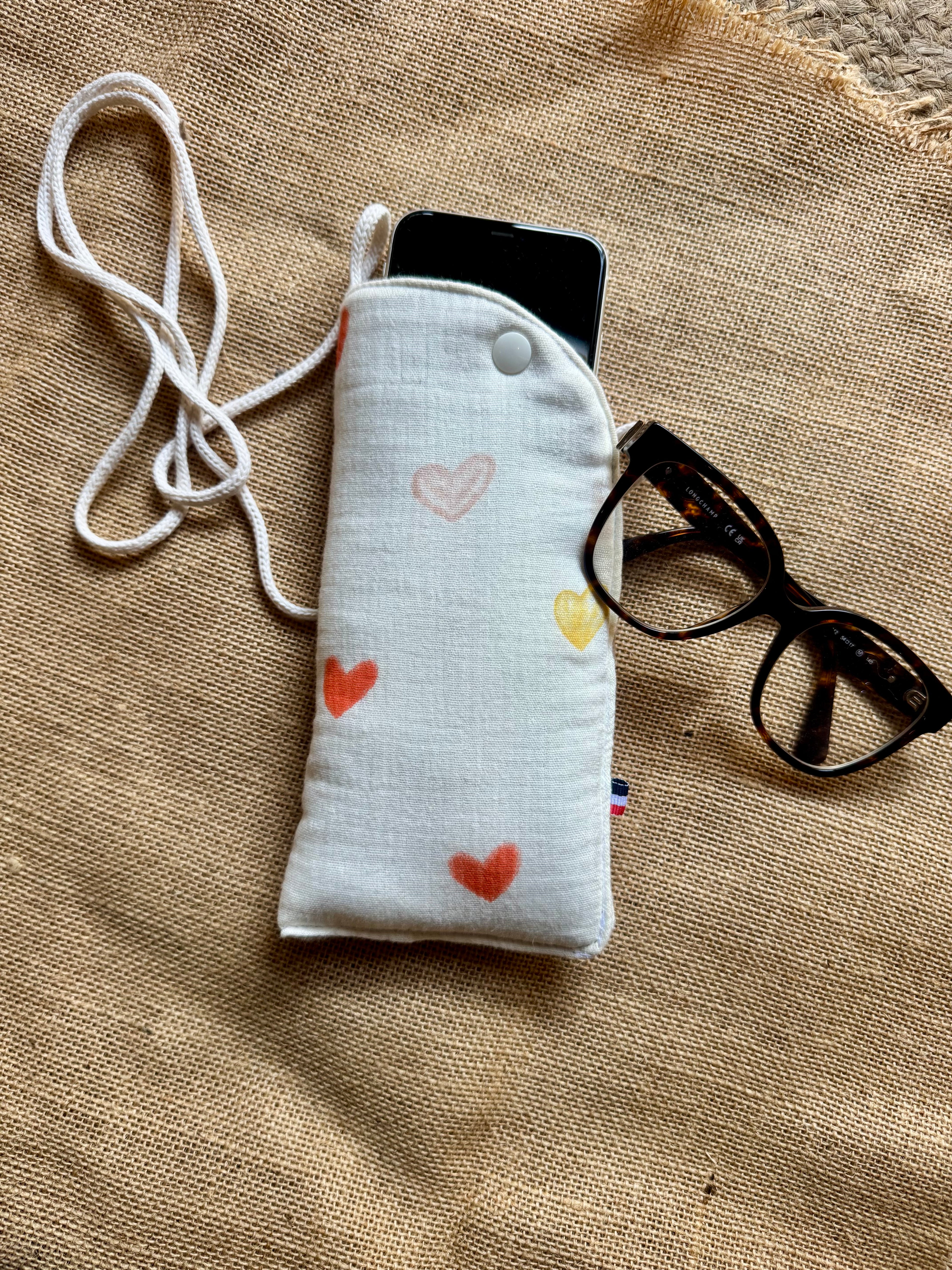 Étui téléphone Gaze de Coton Cœurs Multicolores