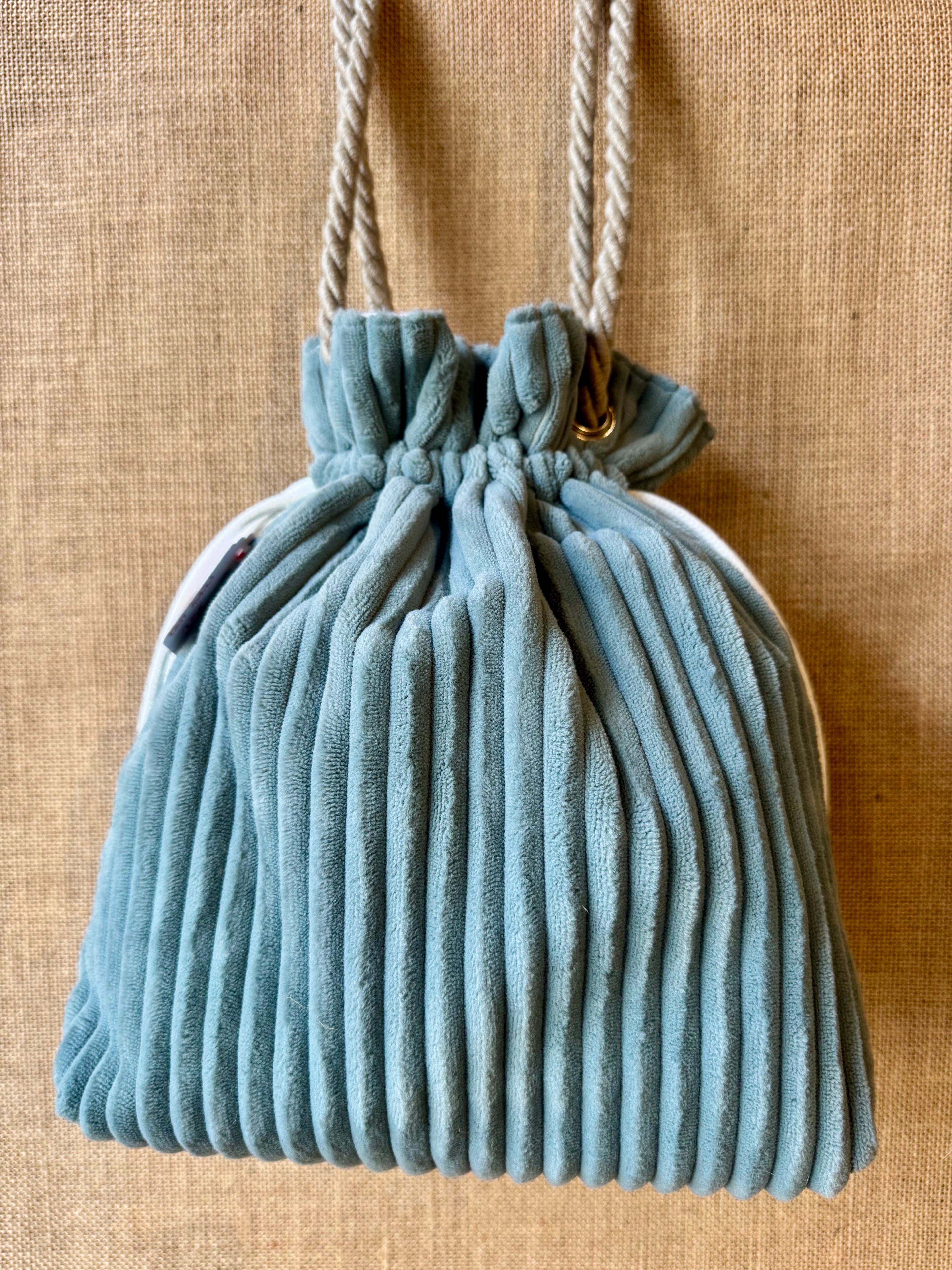 Sac Bandoulière Bourse Velours Bleu Grandes Cotes