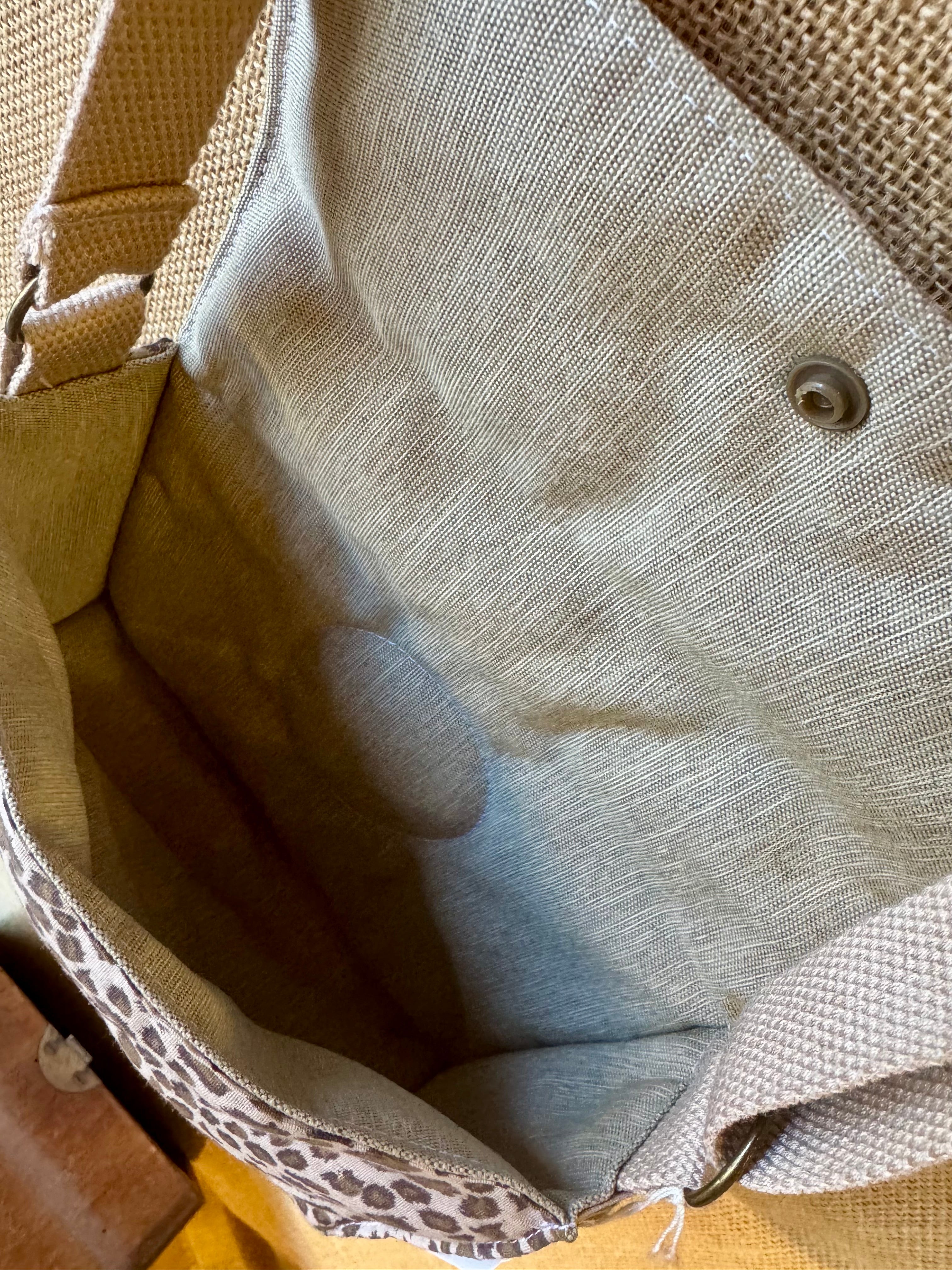 Sac bandoulière en Tissu Léopard et beige