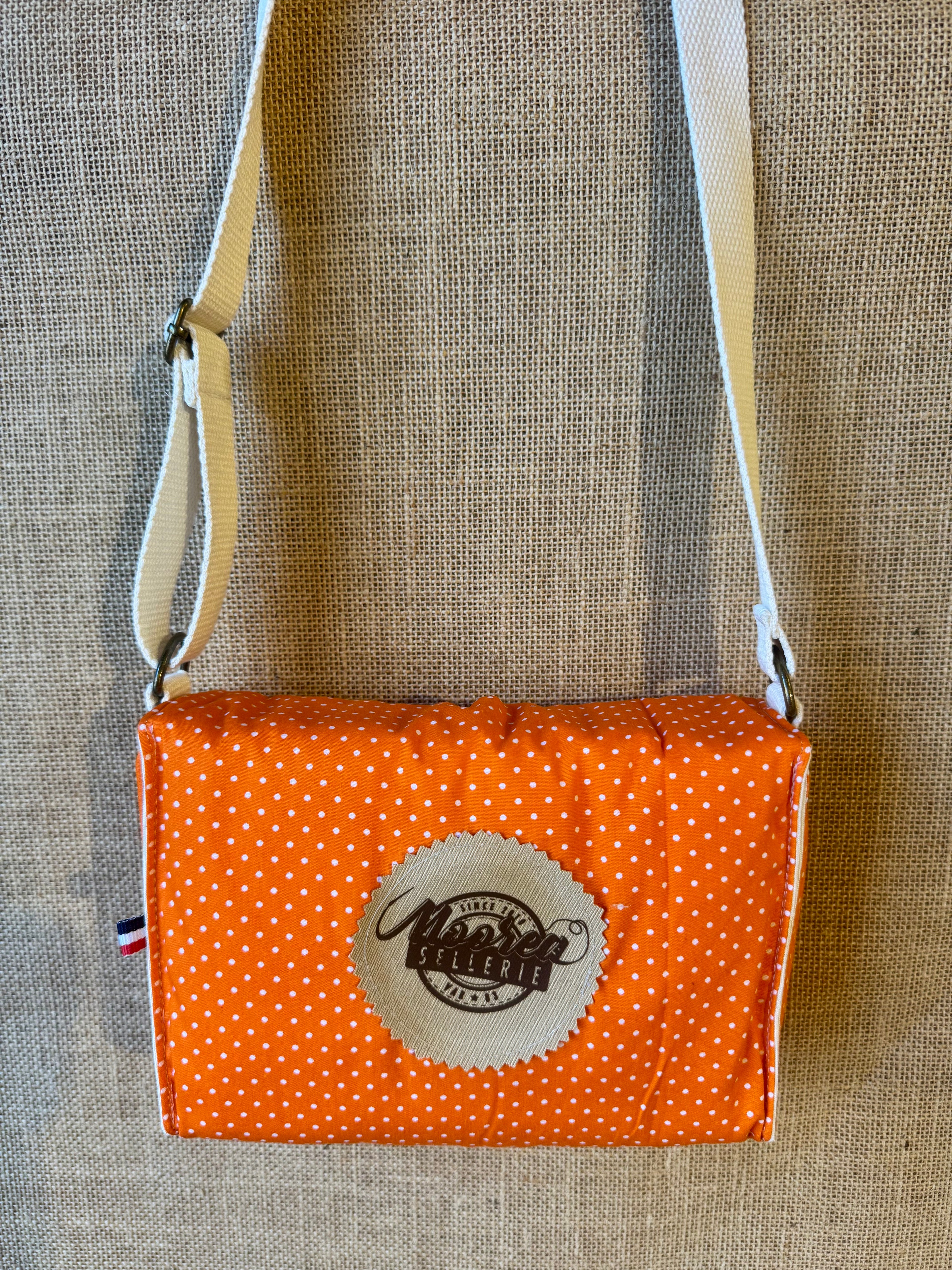 Sac bandoulière en tissu Vintage Orange Pois blancs