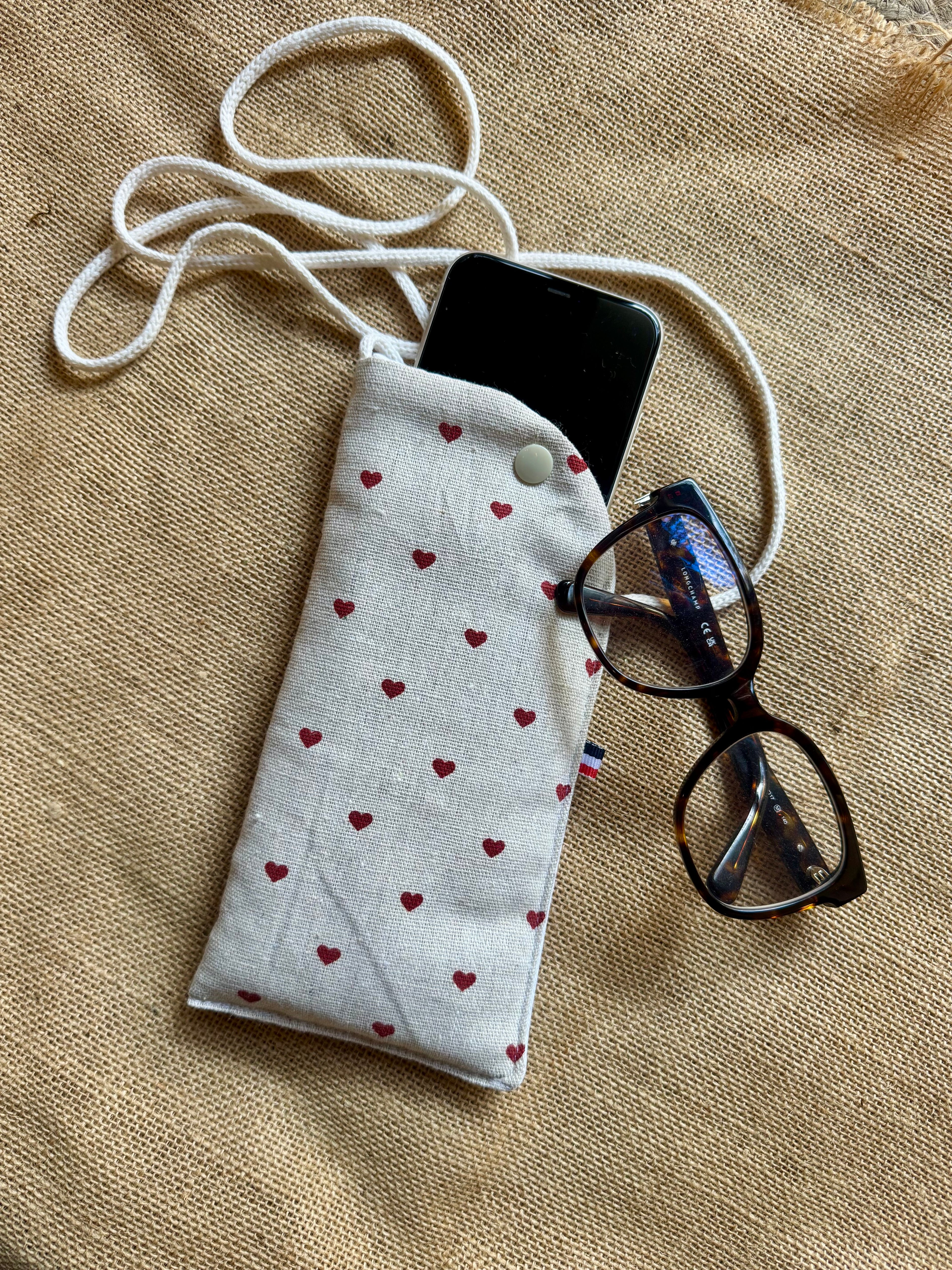 Étui téléphone Lin / Cœurs