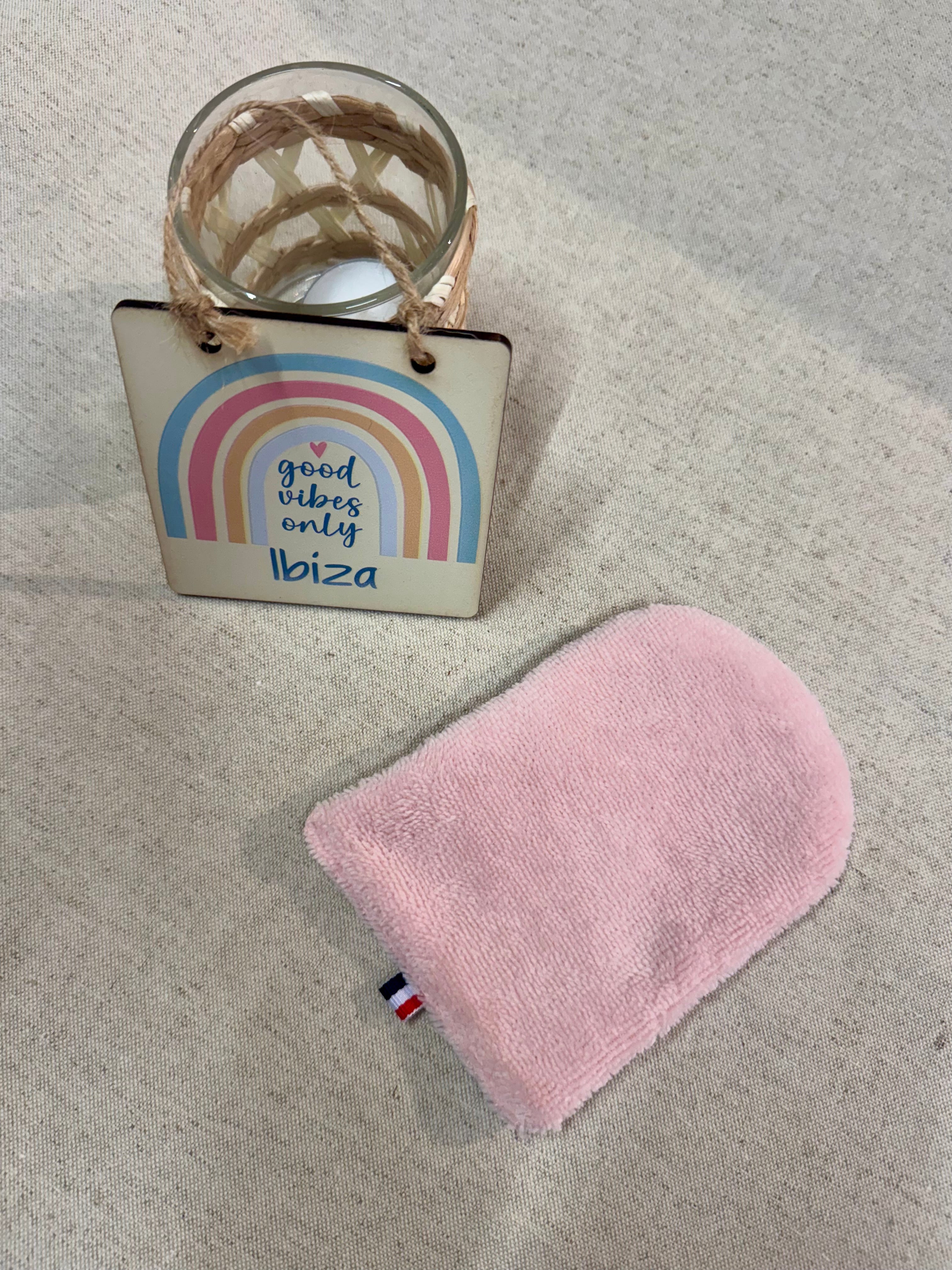 Gant de toilette en éponge bambou Tissu Floral Fuschia