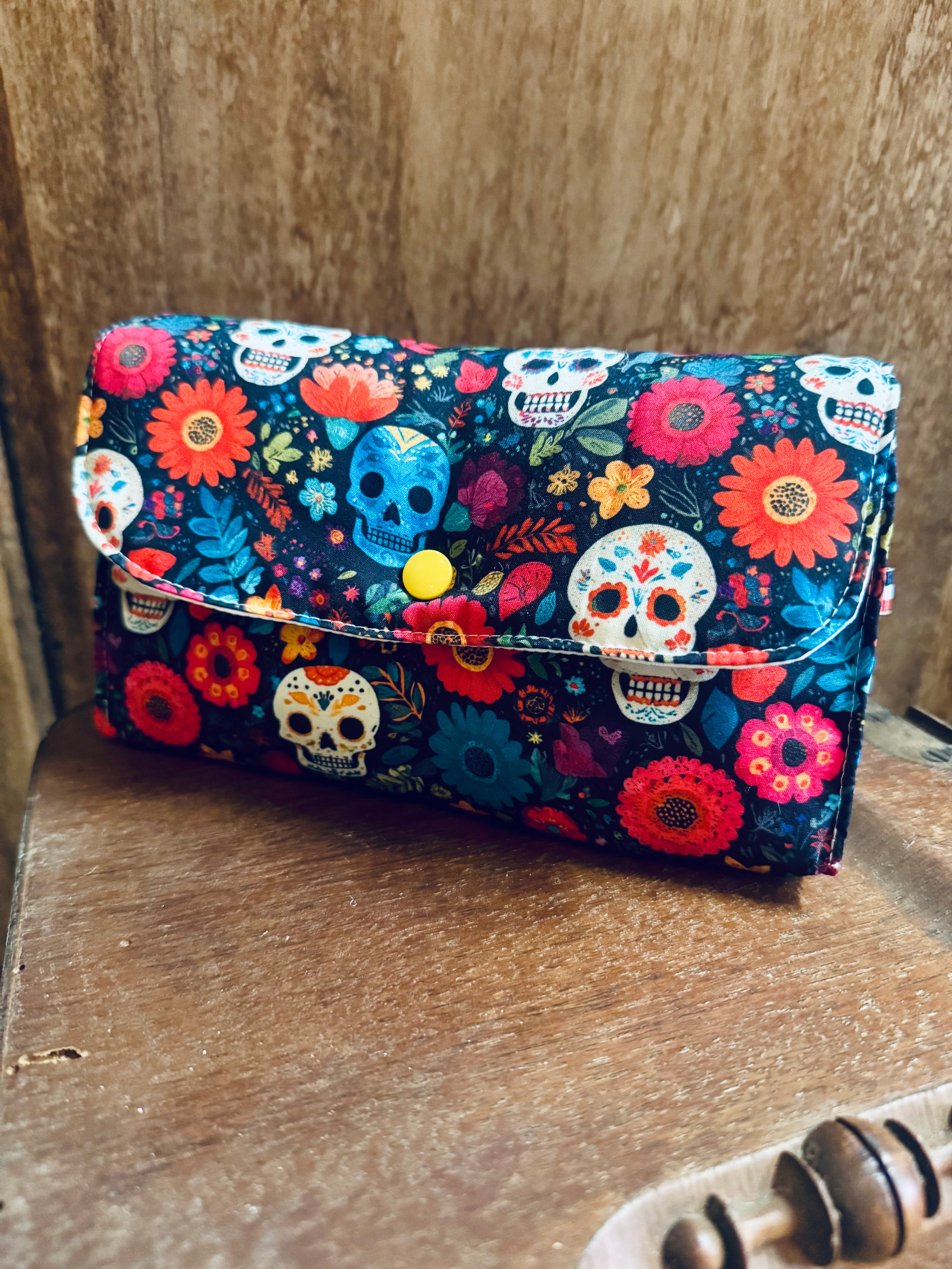 Pochette Portefeuille Tissu Mexicain Bleu