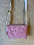 Sac bandoulière en Velours Rose motifs Fleurs