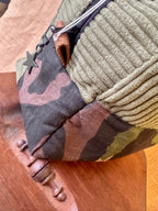 Trousse de toilette - velours kaki / tissu militaire