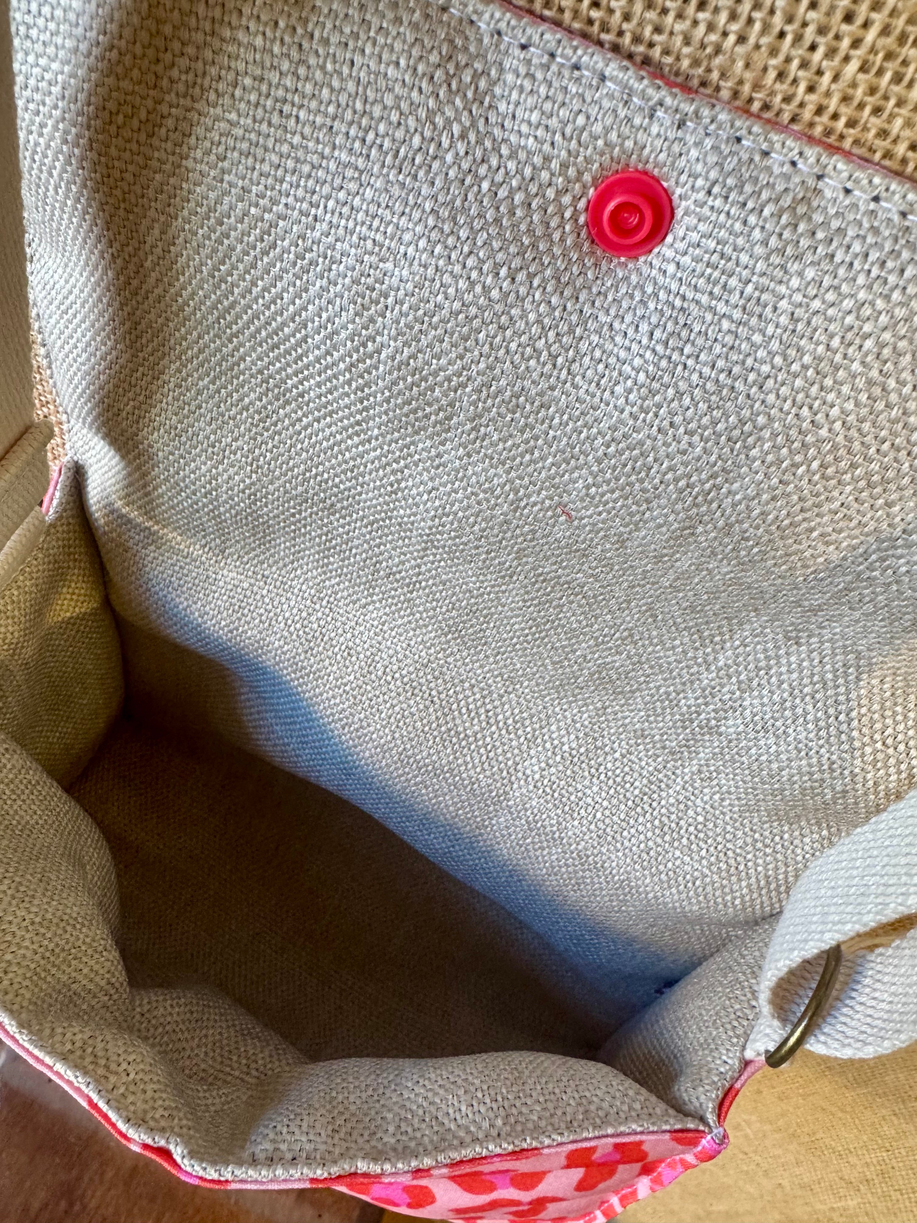 Sac bandoulière en tissu Léopard fuschia et orange