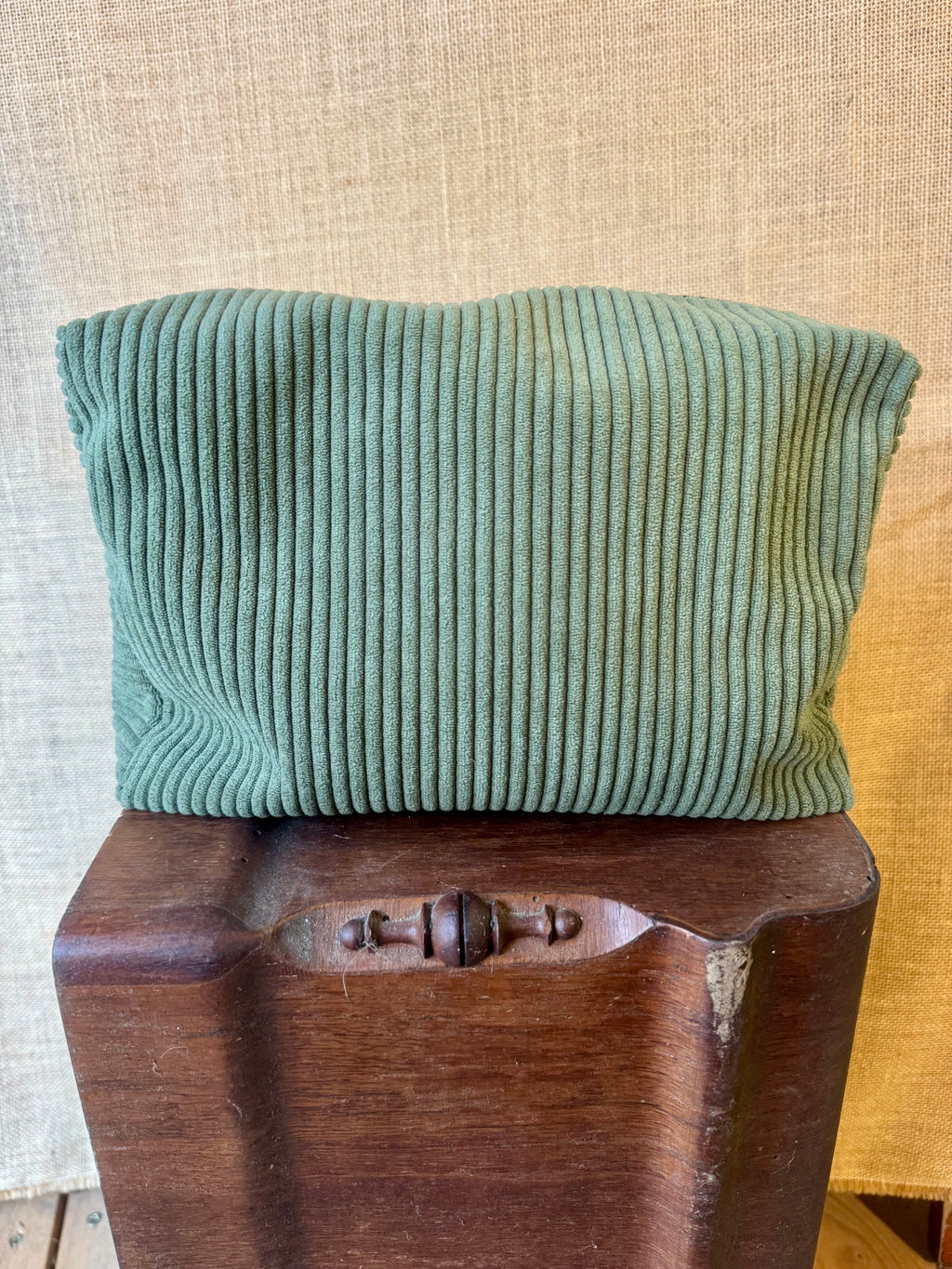 Trousse de toilette - velours kaki / tissu militaire