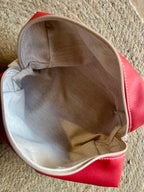 Trousse de toilette femme - Simili rouge / Tissu floral rouge