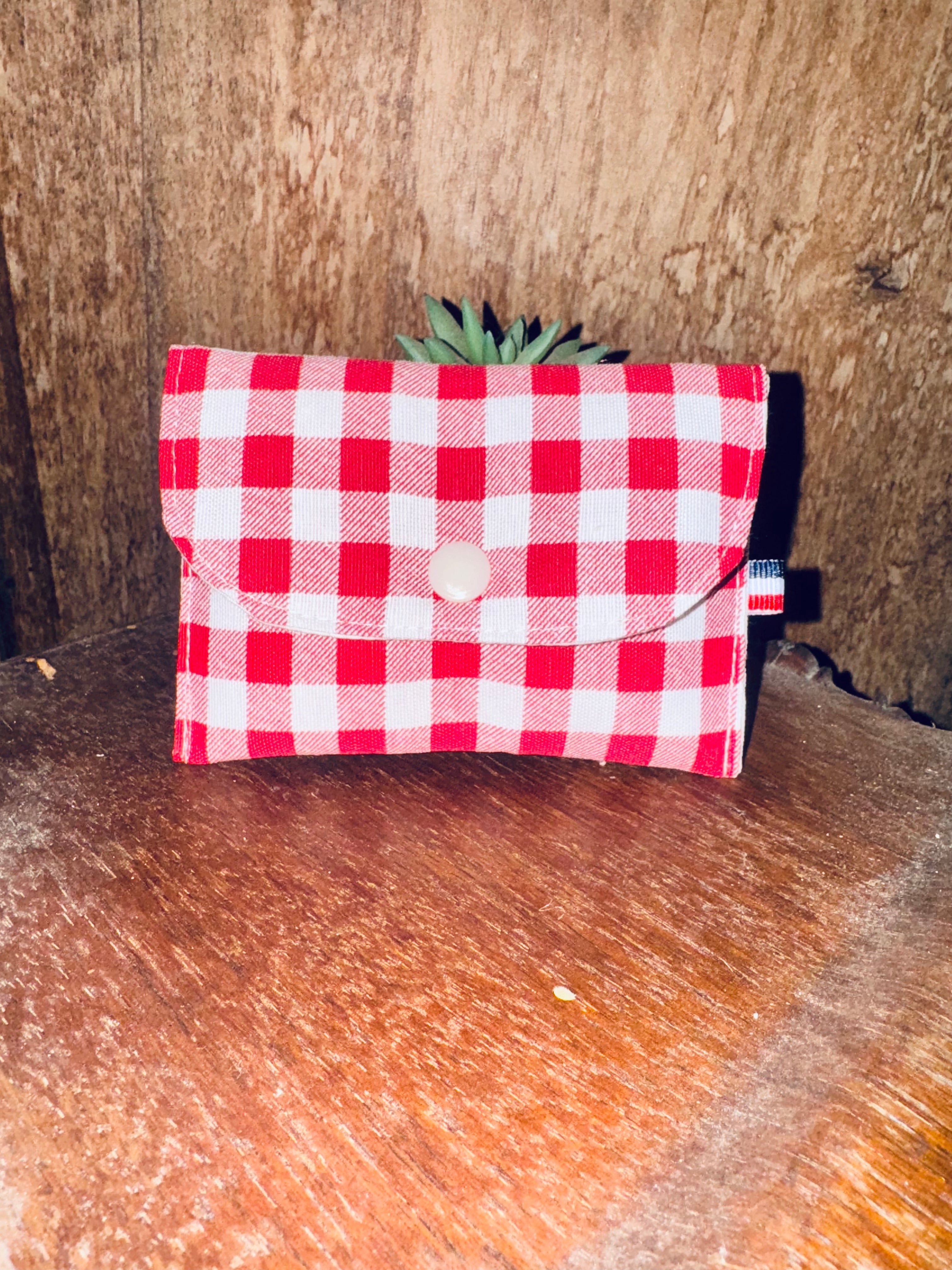 Porte Monnaie Tissu Vichy Rouge / Blanc