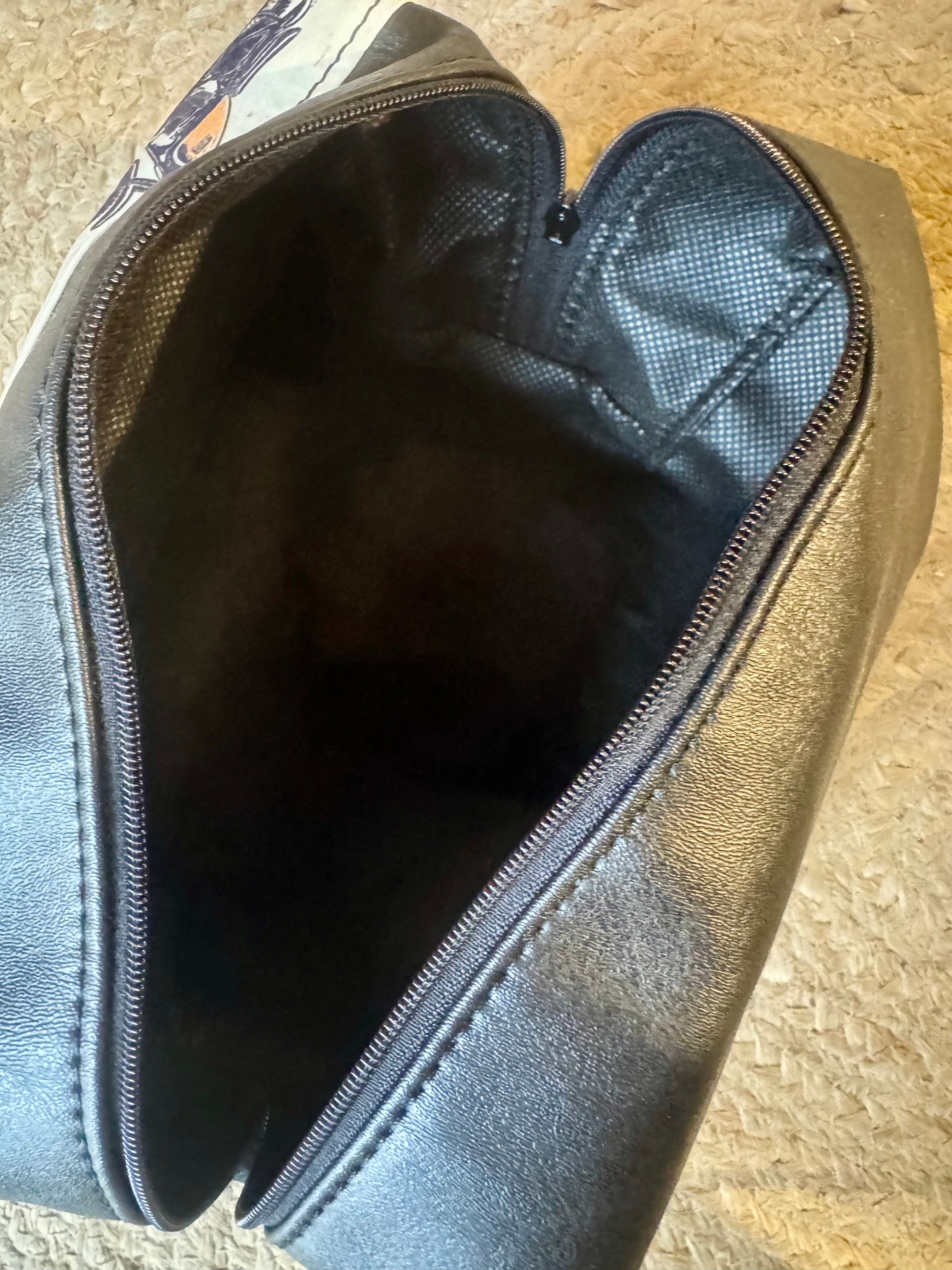 Trousse de toilette - Simili Noir / Tissu Moto
