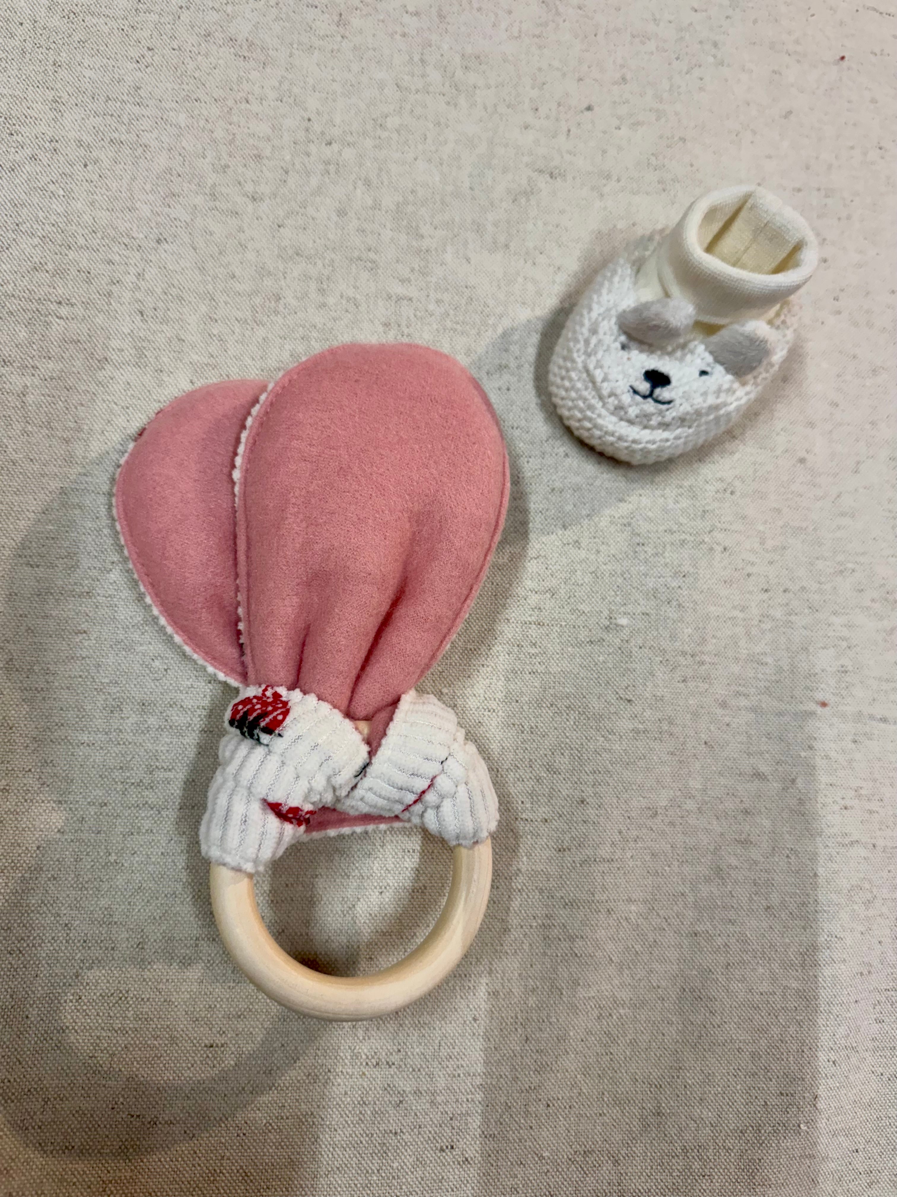 Anneau de dentition Velours Fraise