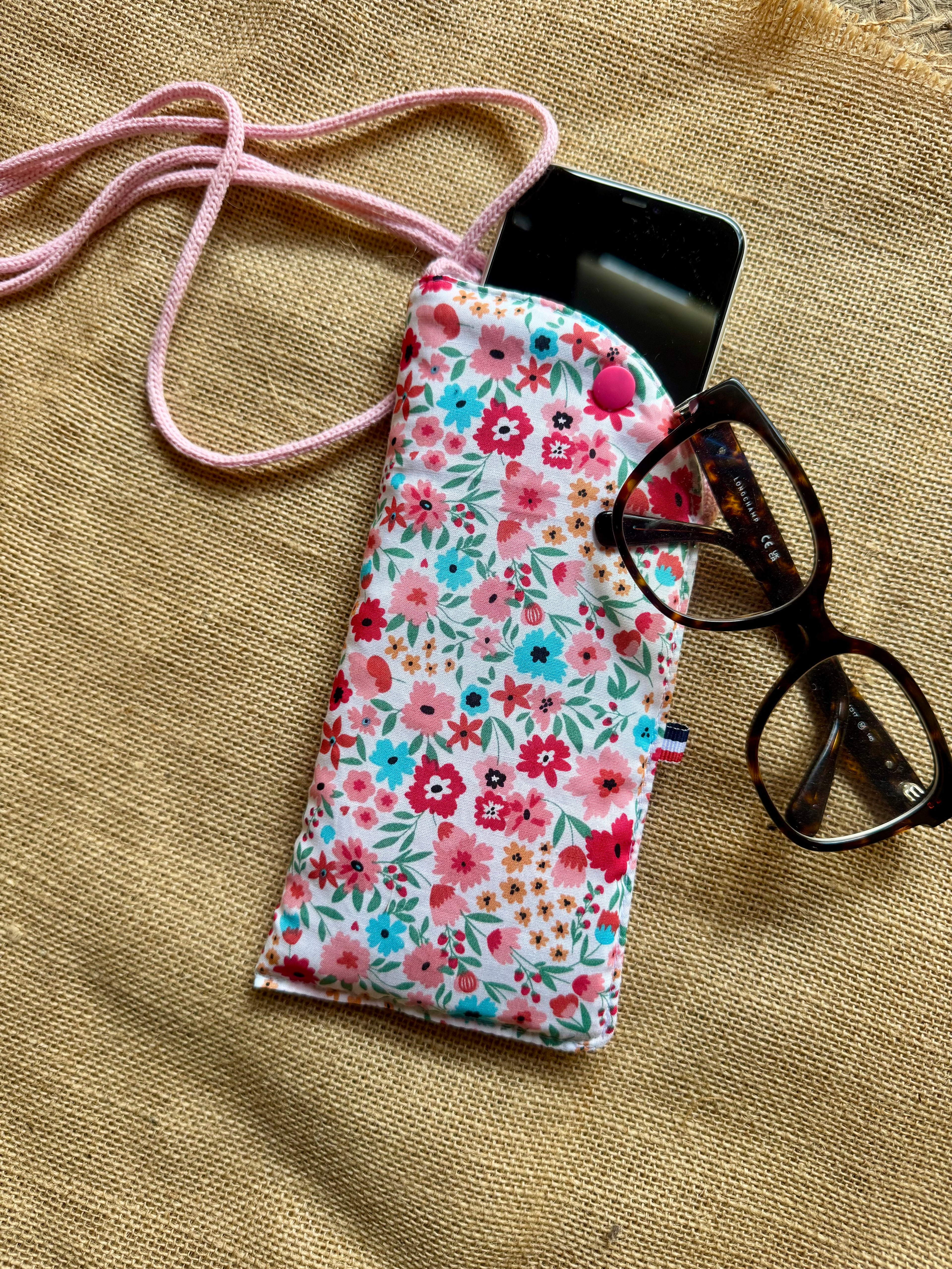 Étui téléphone Fleurs Turquoise / Fuschia