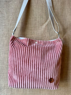 Grand Sac bandoulière en Velours Rose Poudré