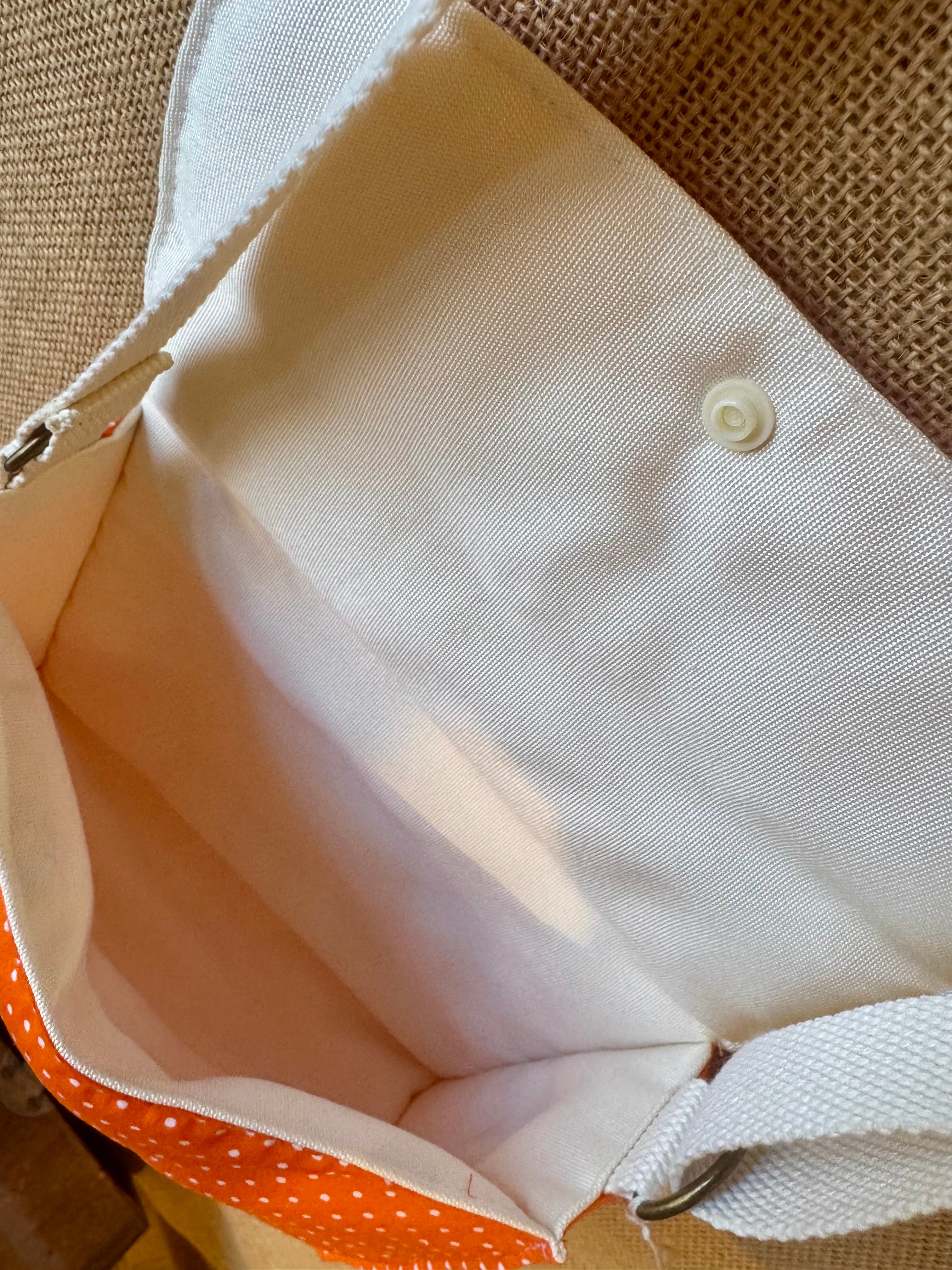 Sac bandoulière en tissu Vintage Orange Pois blancs