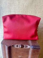 Trousse de toilette femme - Simili rouge / Tissu floral rouge