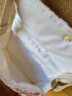 Sac bandoulière en tissu floral beige