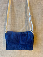 Sac bandoulière en Velours Bleu marine