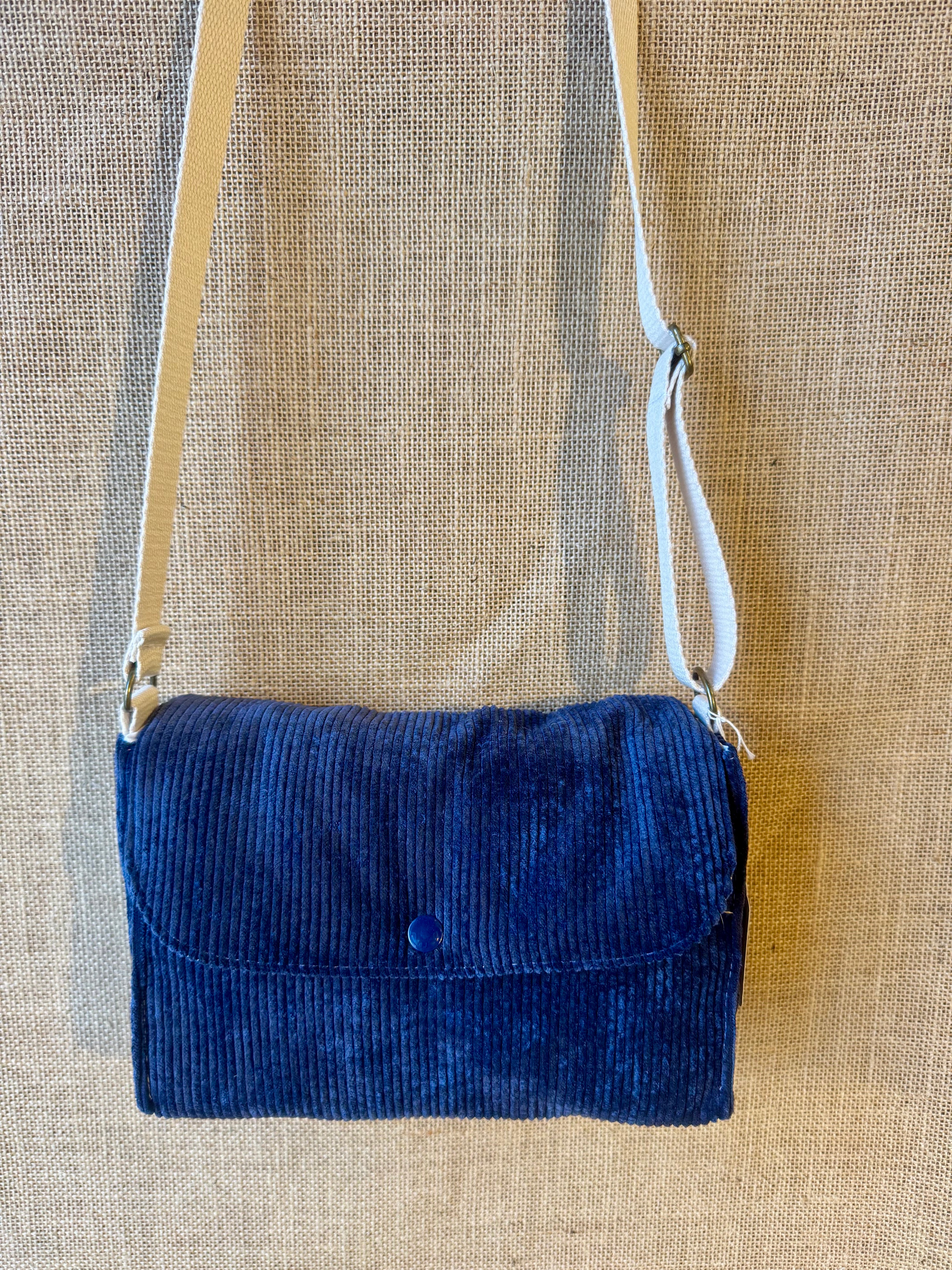 Sac bandoulière en Velours Bleu marine