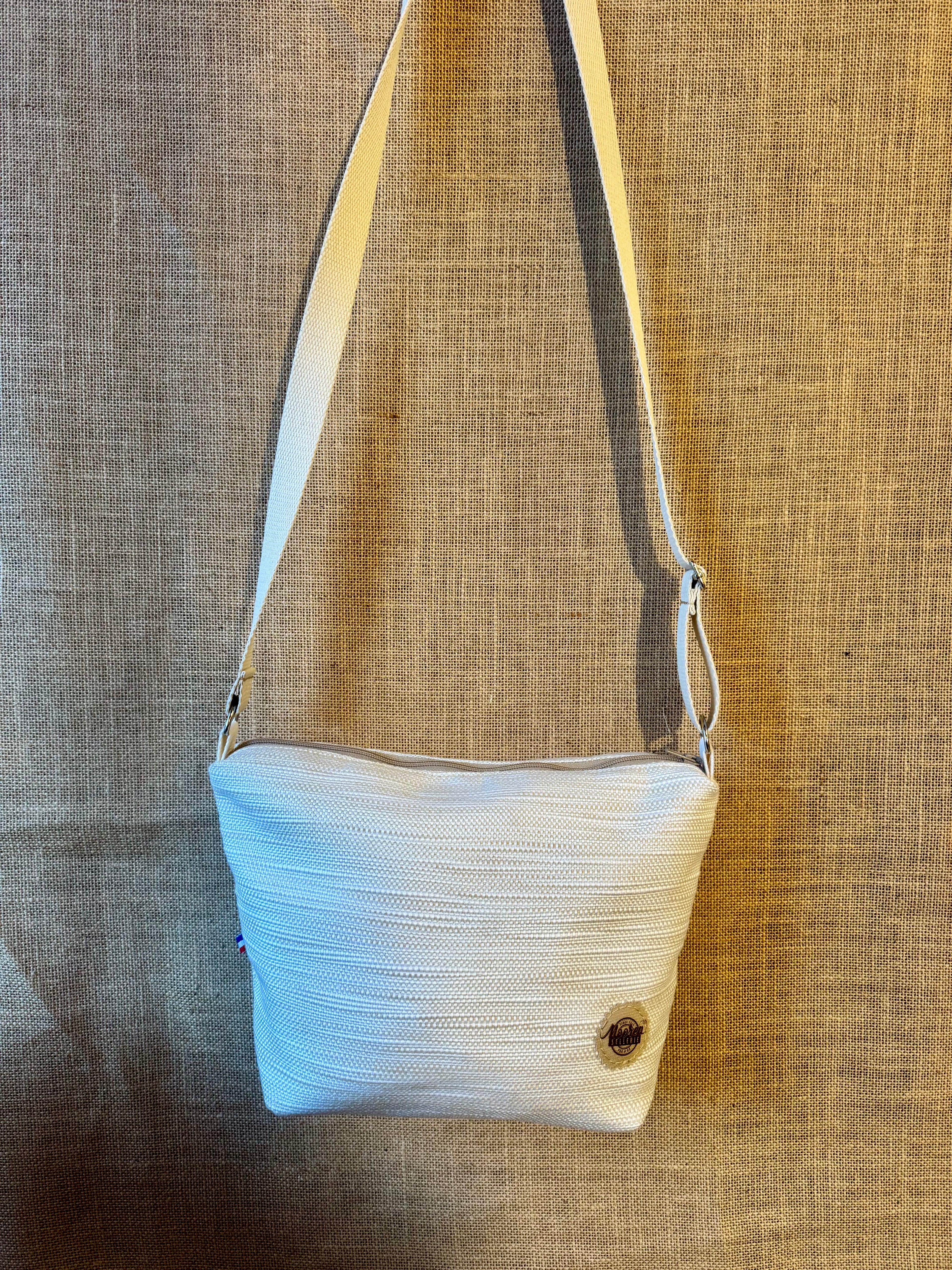 Sac trapèze bandoulière Tissu Beige Chiné