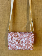 Sac bandoulière en tissu floral beige