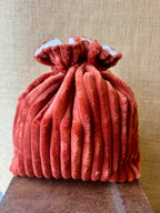 Trousse Bourse Velours Grosses Cotes Terracotta / Lin Cœurs