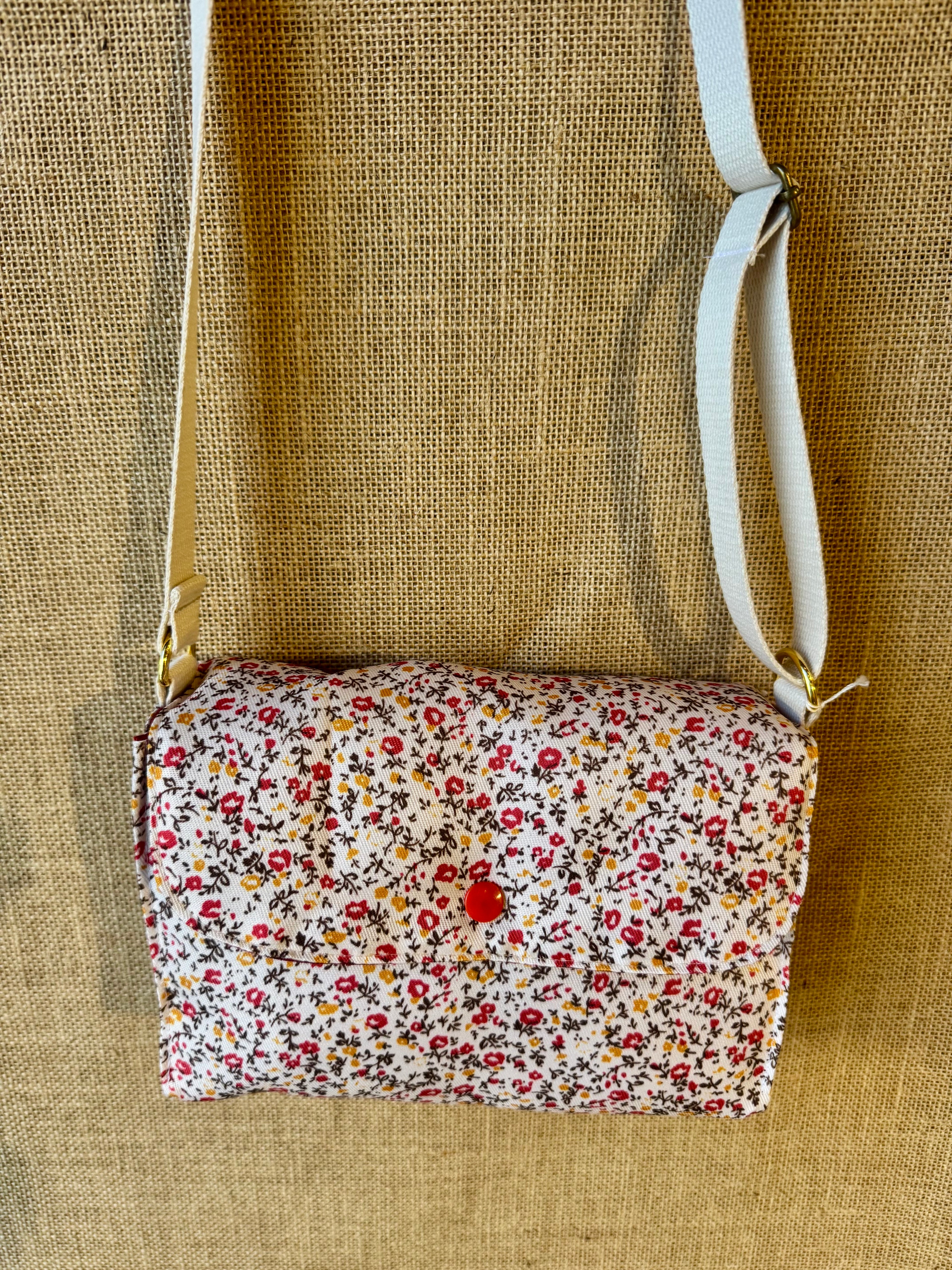 Sac bandoulière en Tissu Floral rouge