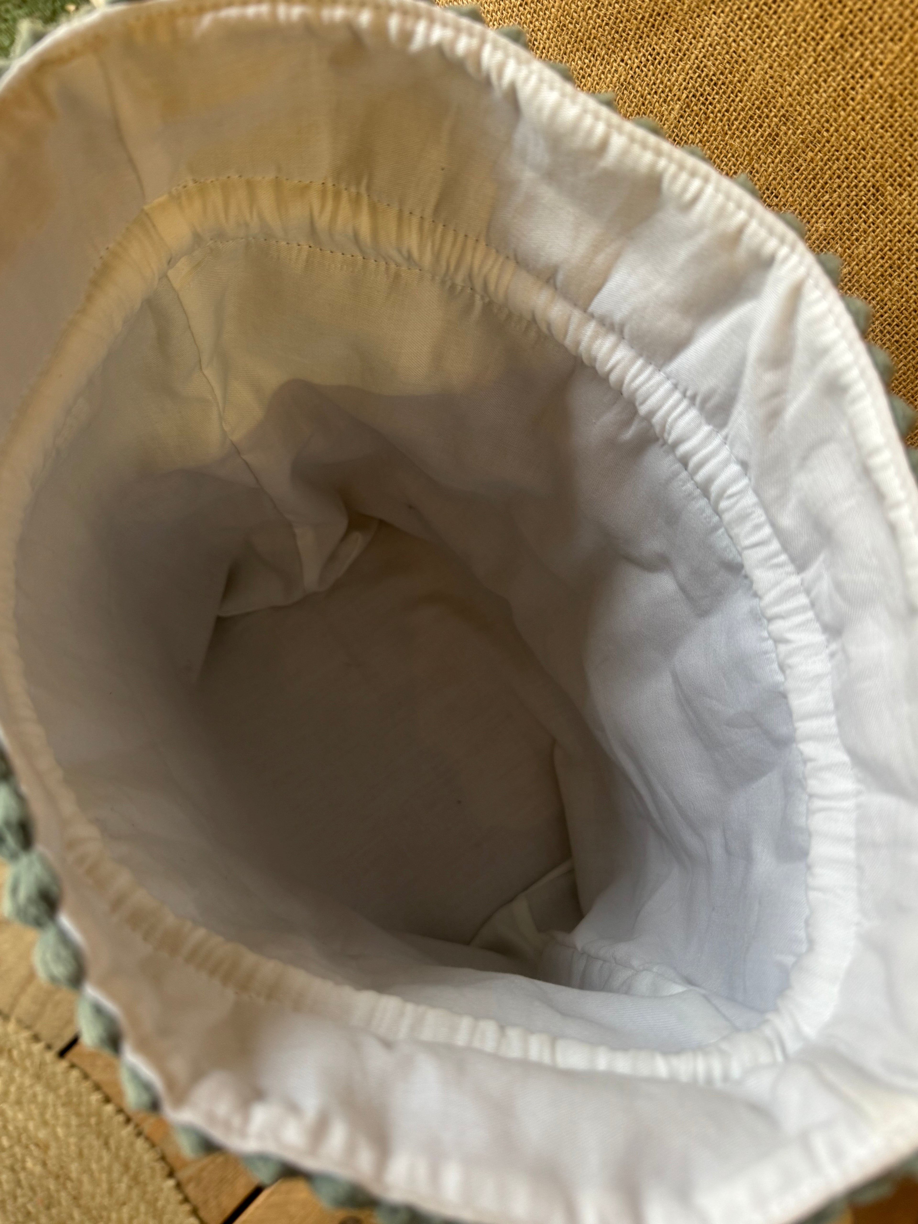 Trousse Bourse Velours Grosses Cotes Bleu Gris / Tissu Floral Turquoise