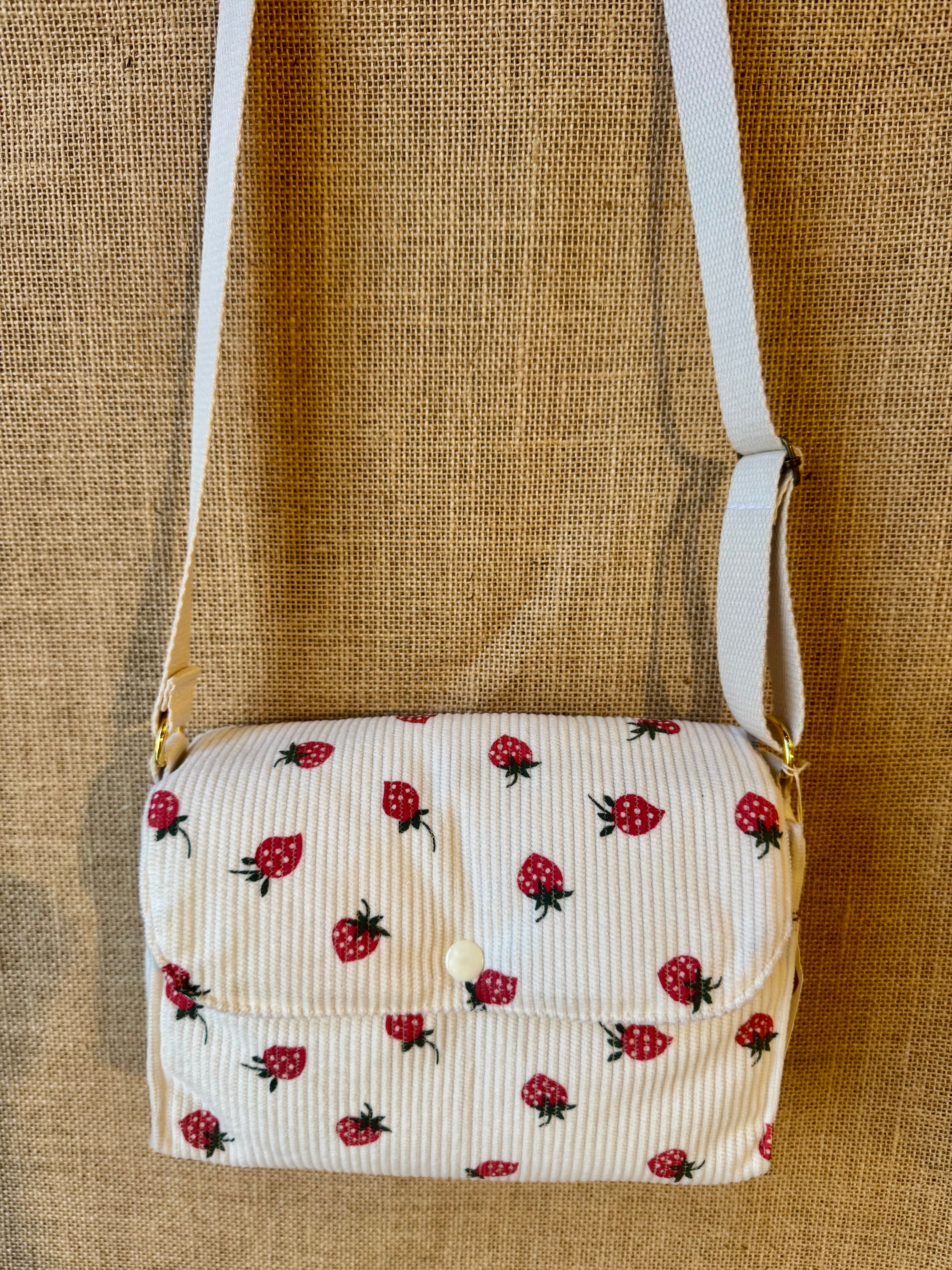 Sac bandoulière en Velours Fraises
