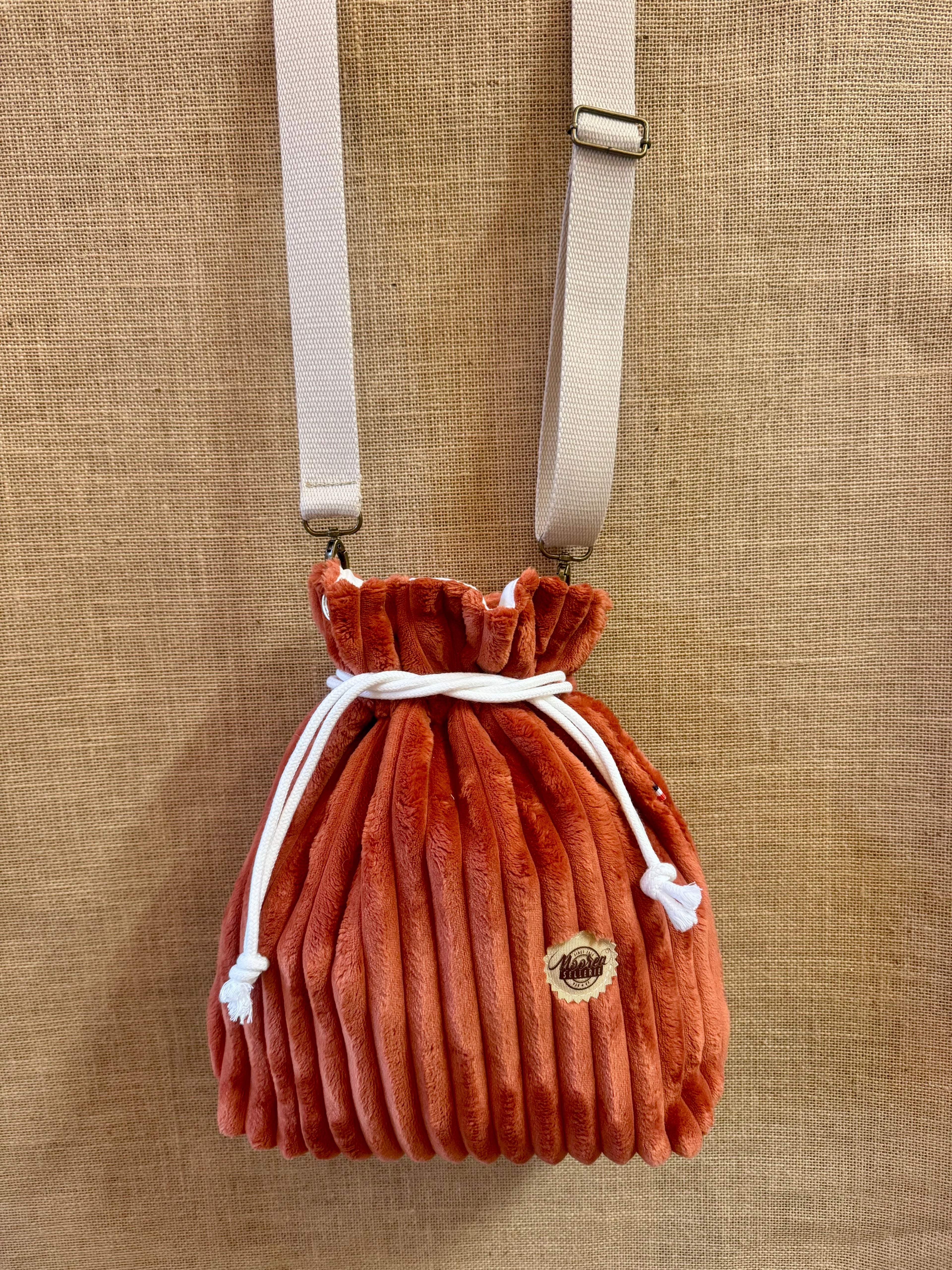 Sac Bandoulière Bourse Velours Grosses Cotes Terracotta