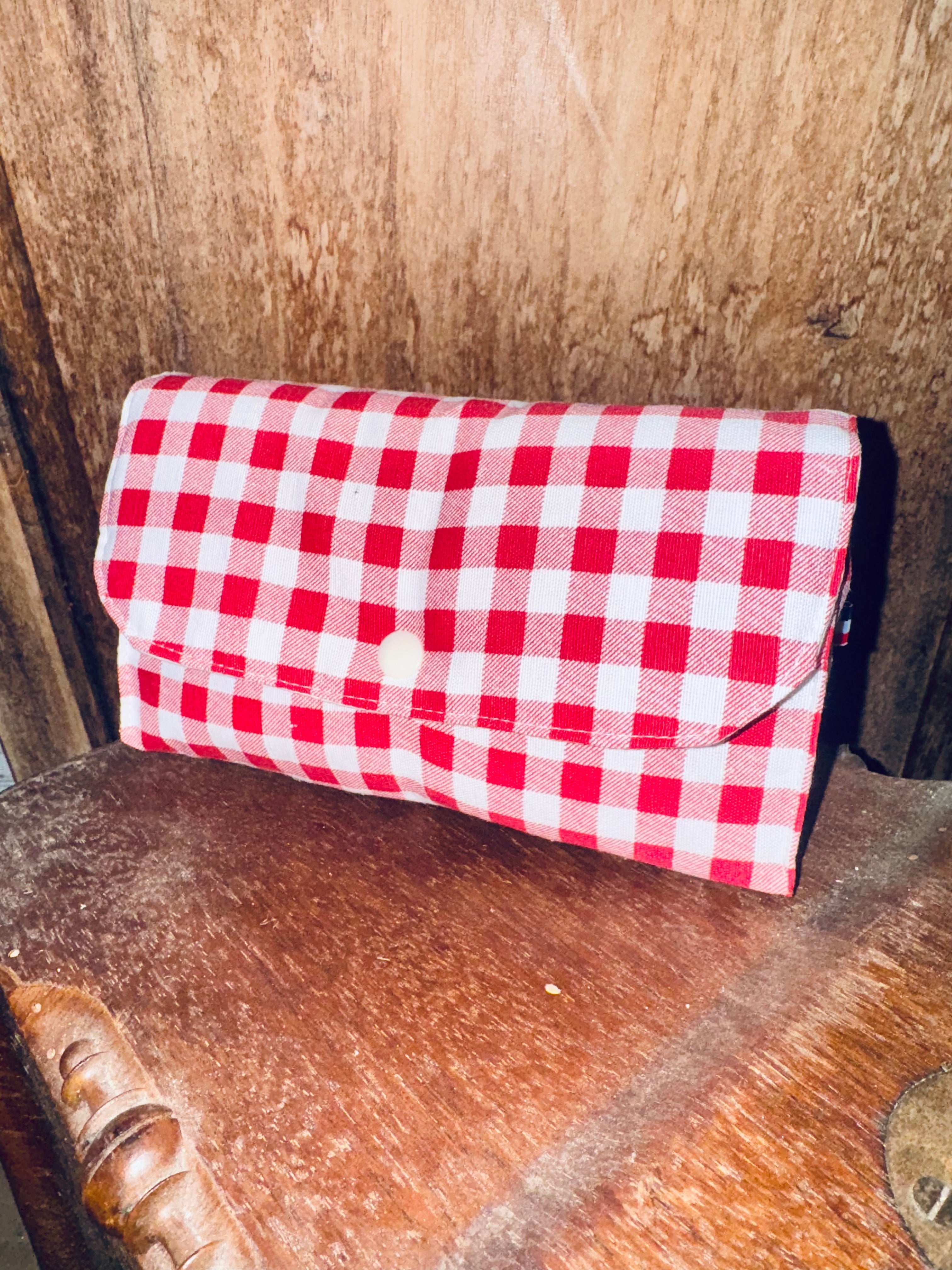 Pochette Portefeuille Tissu Vichy Rouge / Blanc