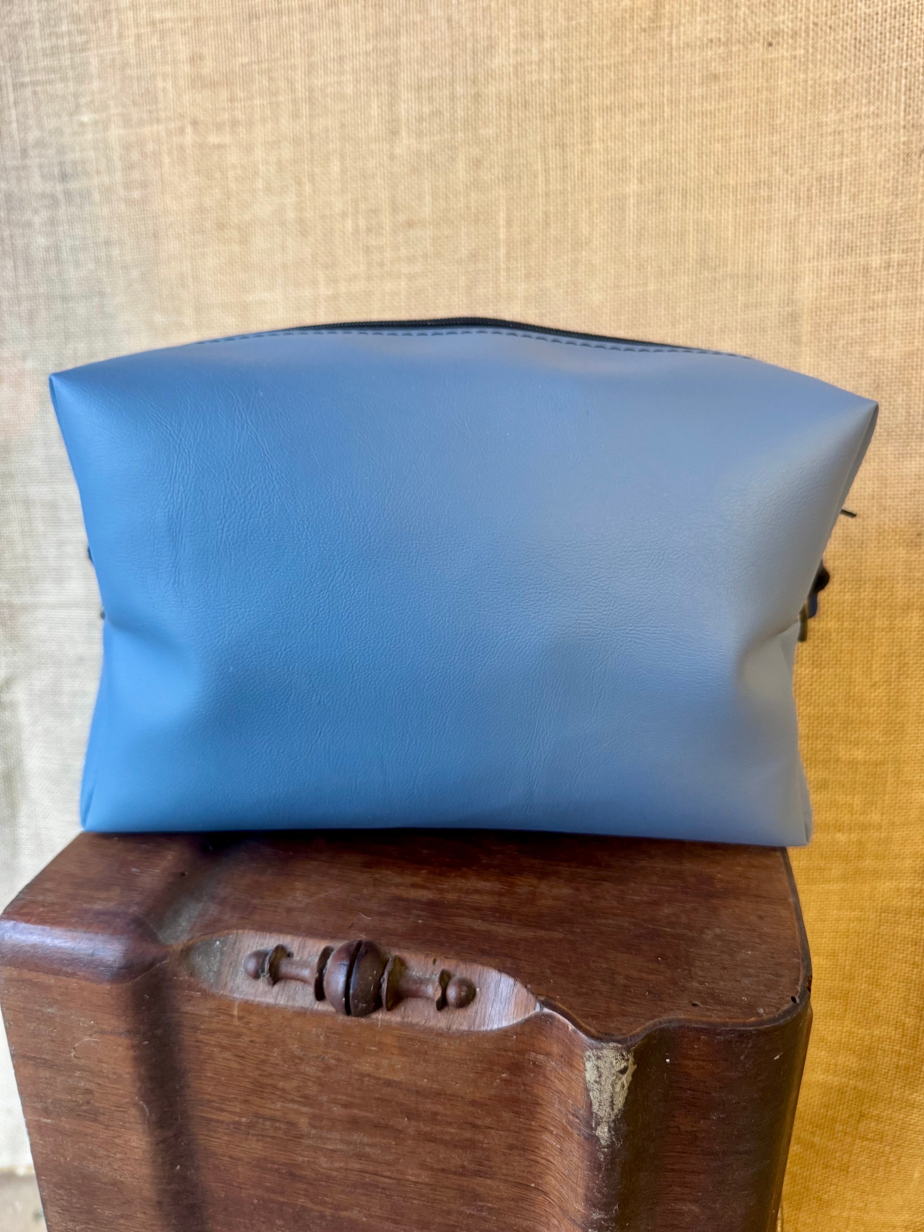 Trousse de toilette - simili bleu / velours bleu marine
