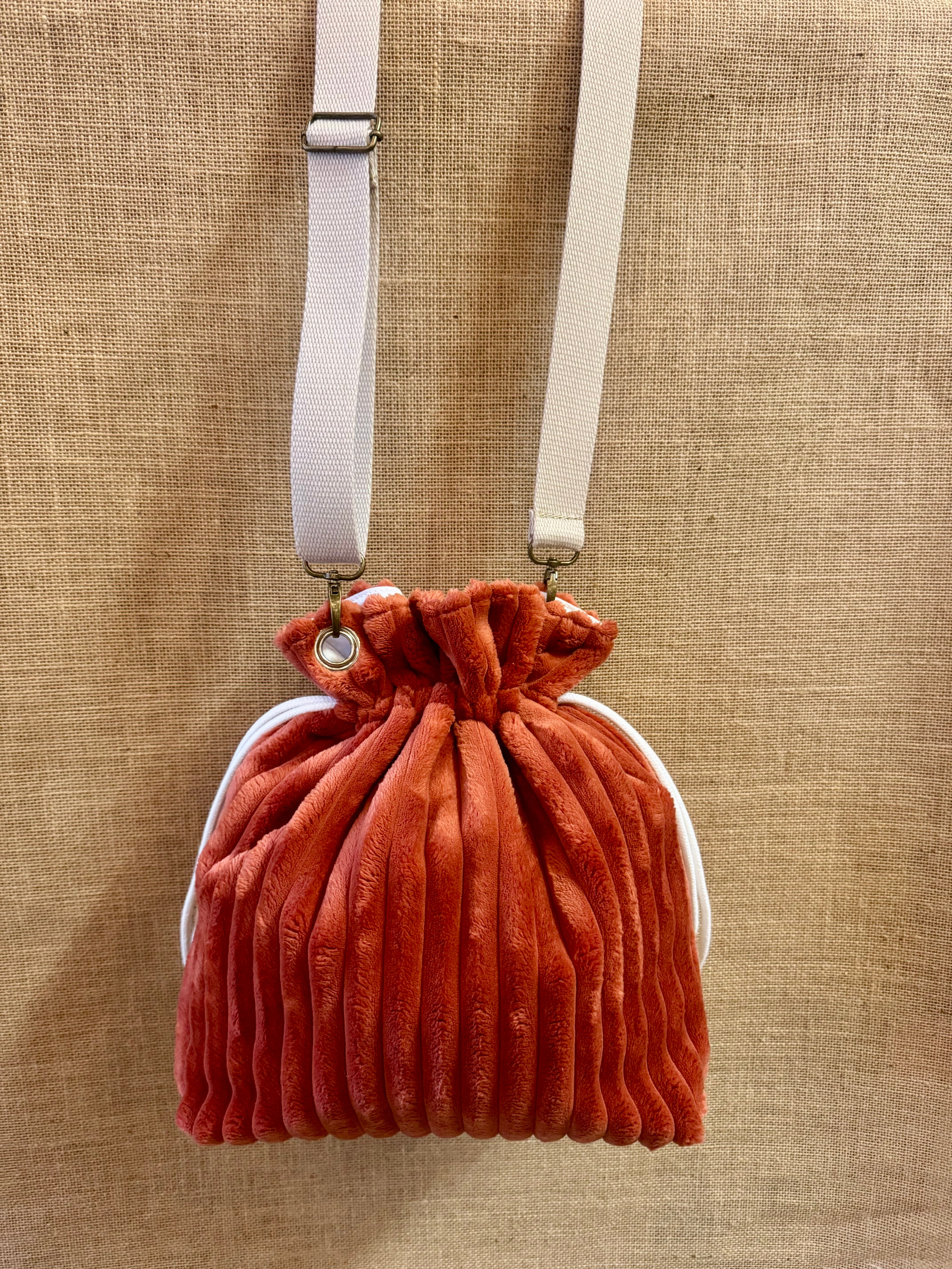 Sac Bandoulière Bourse Velours Grosses Cotes Terracotta