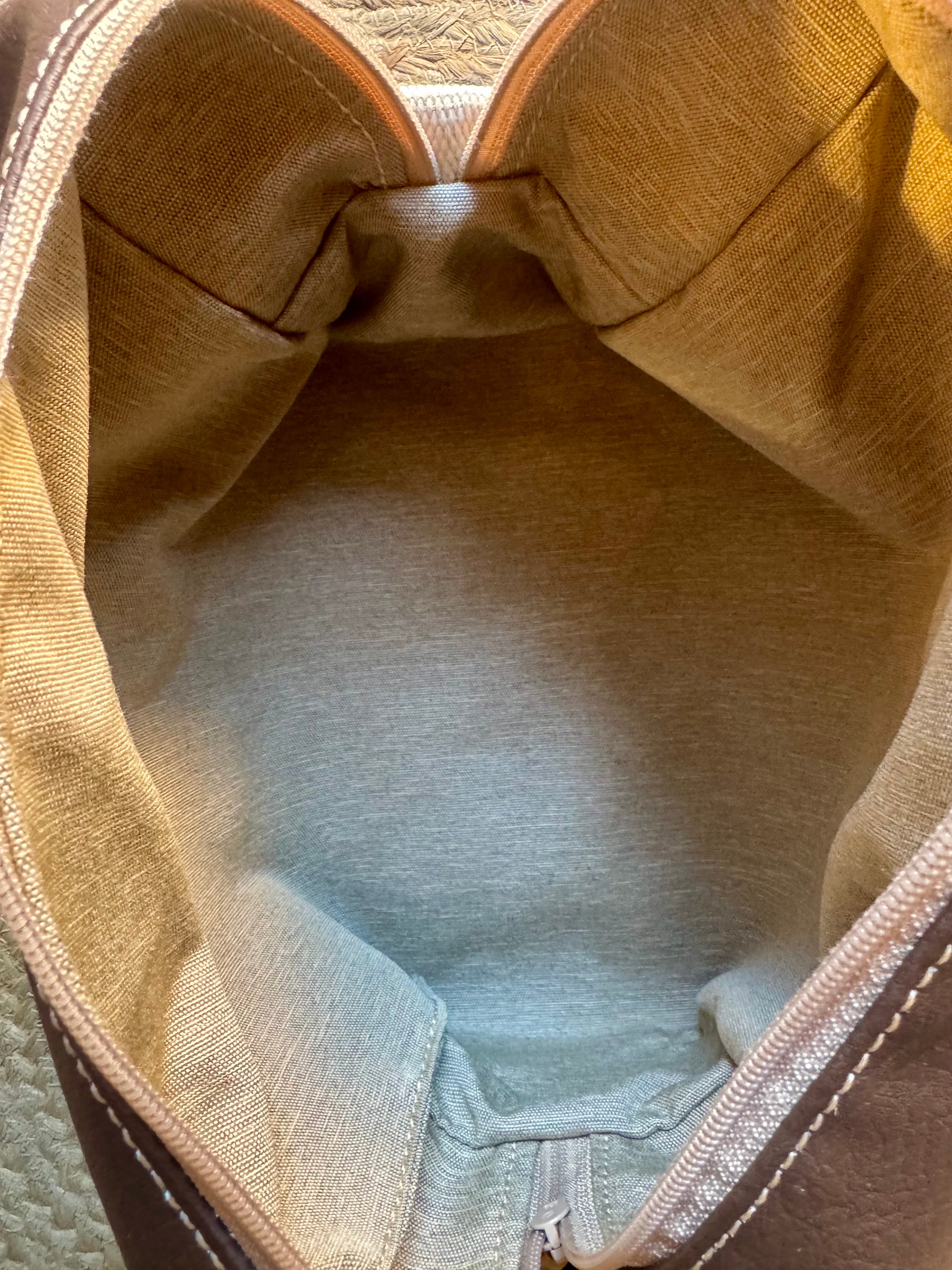 Trousse de toilette - Simili Marron / Velours Ocre