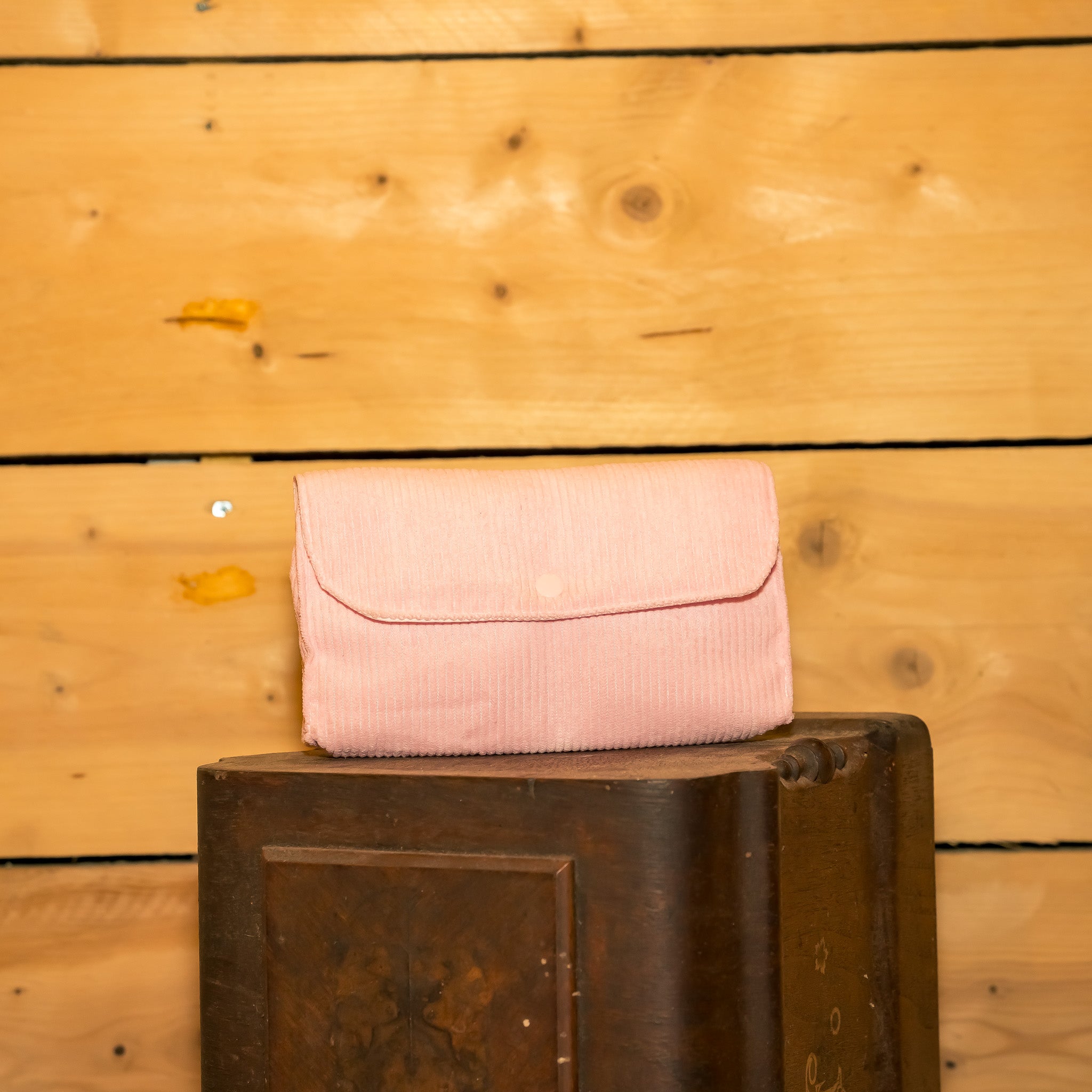 Pochette Portefeuille Velours Rose Bonbon