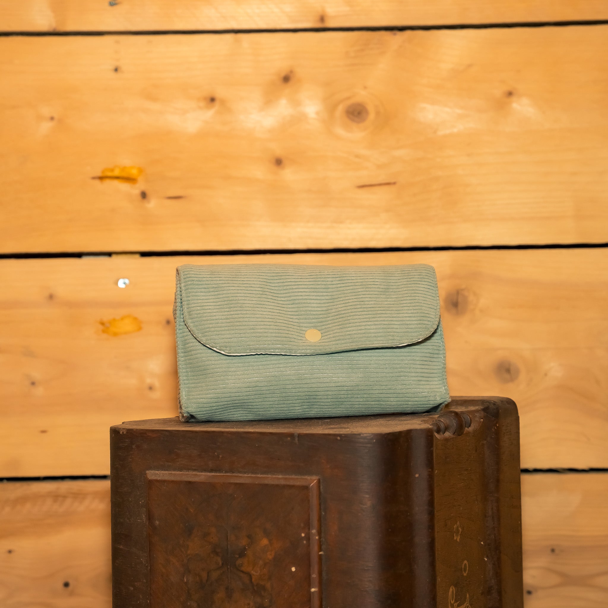 Pochette Portefeuille Velours Bleu Ciel