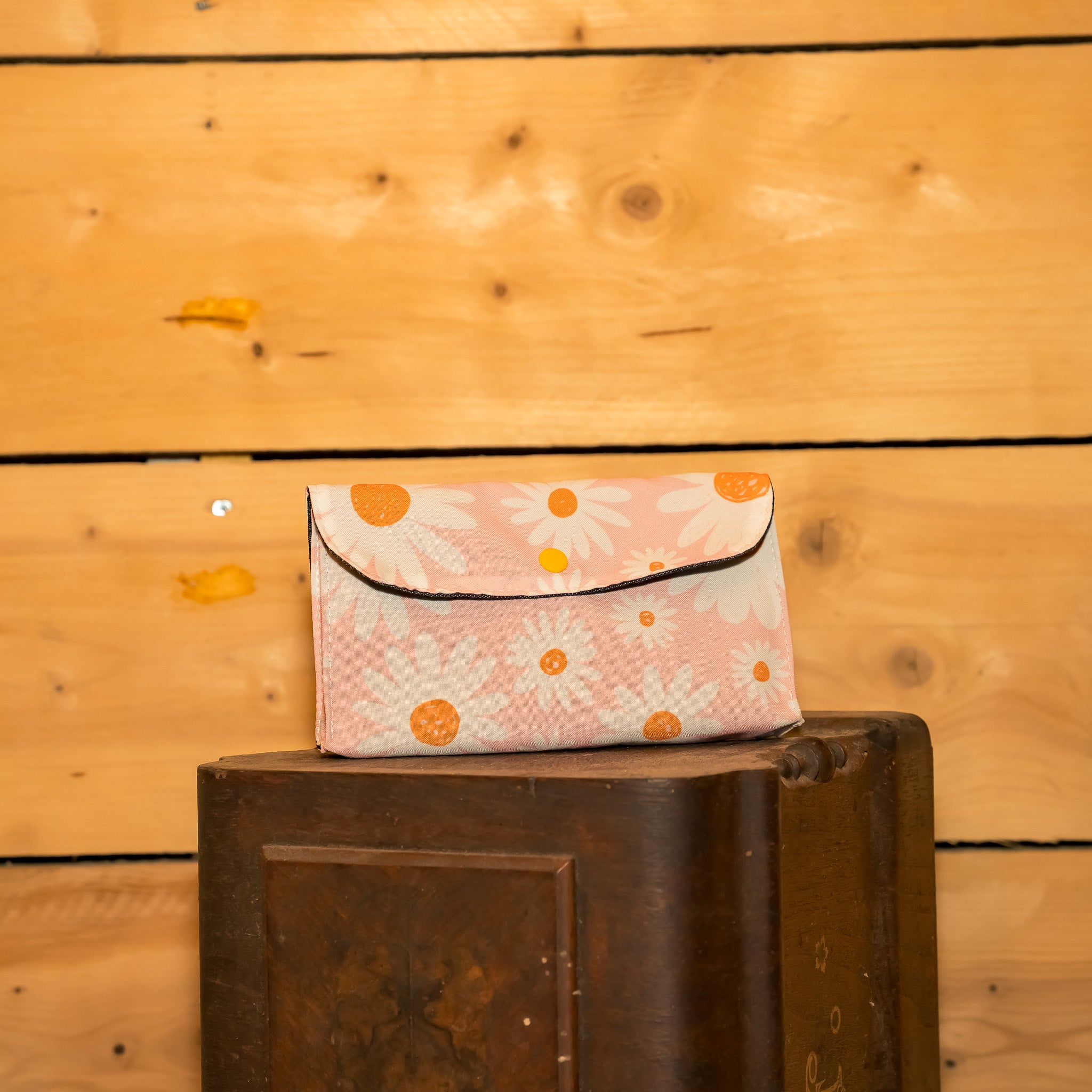 Pochette Portefeuille Tissu Rose Marguerite