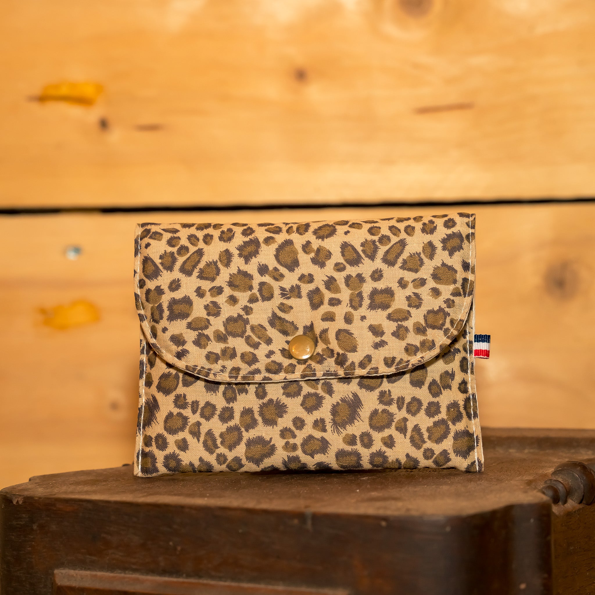 Mini Pochette Tissu Léopard et Beige