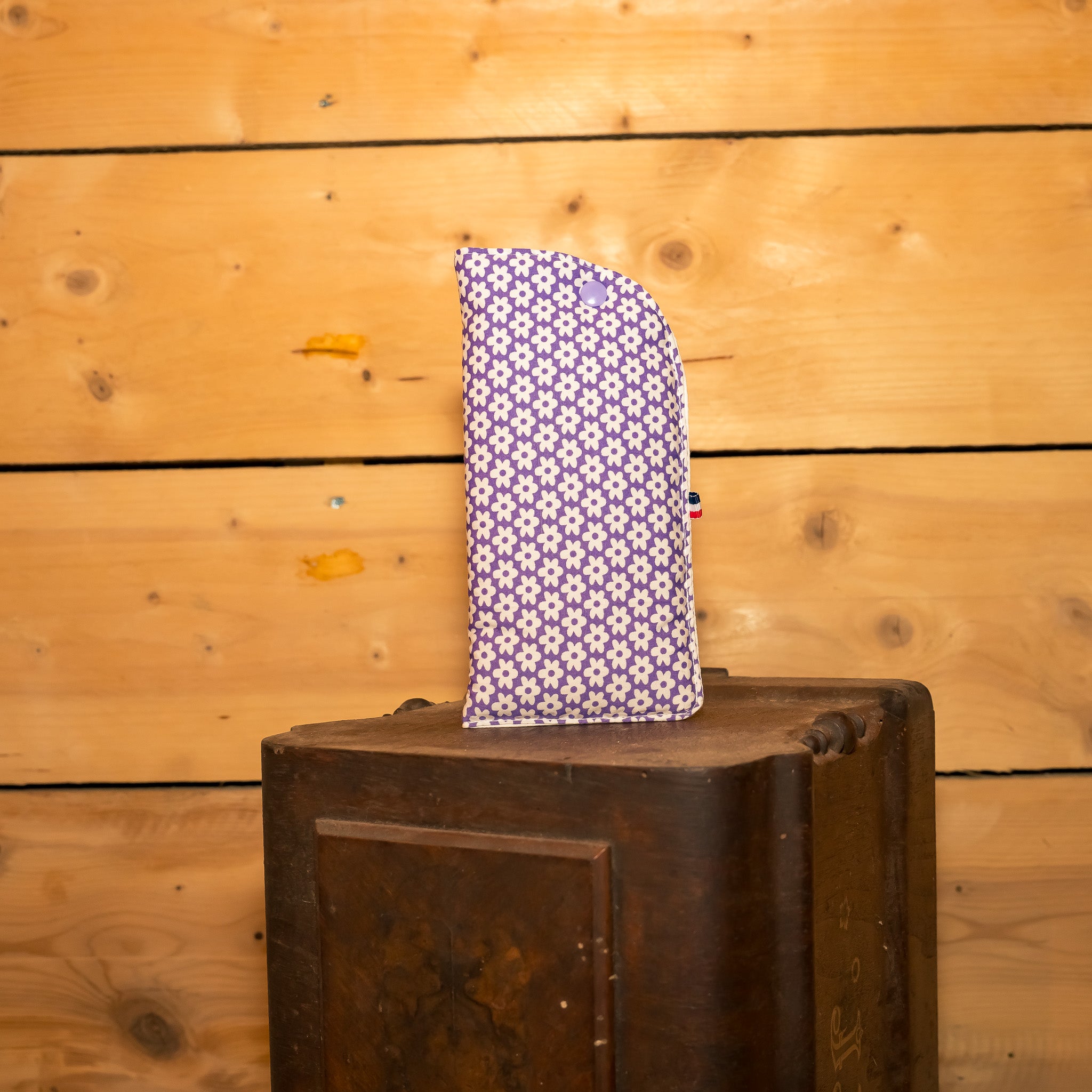 Etui Tissu Vintage Violet motifs Fleurs