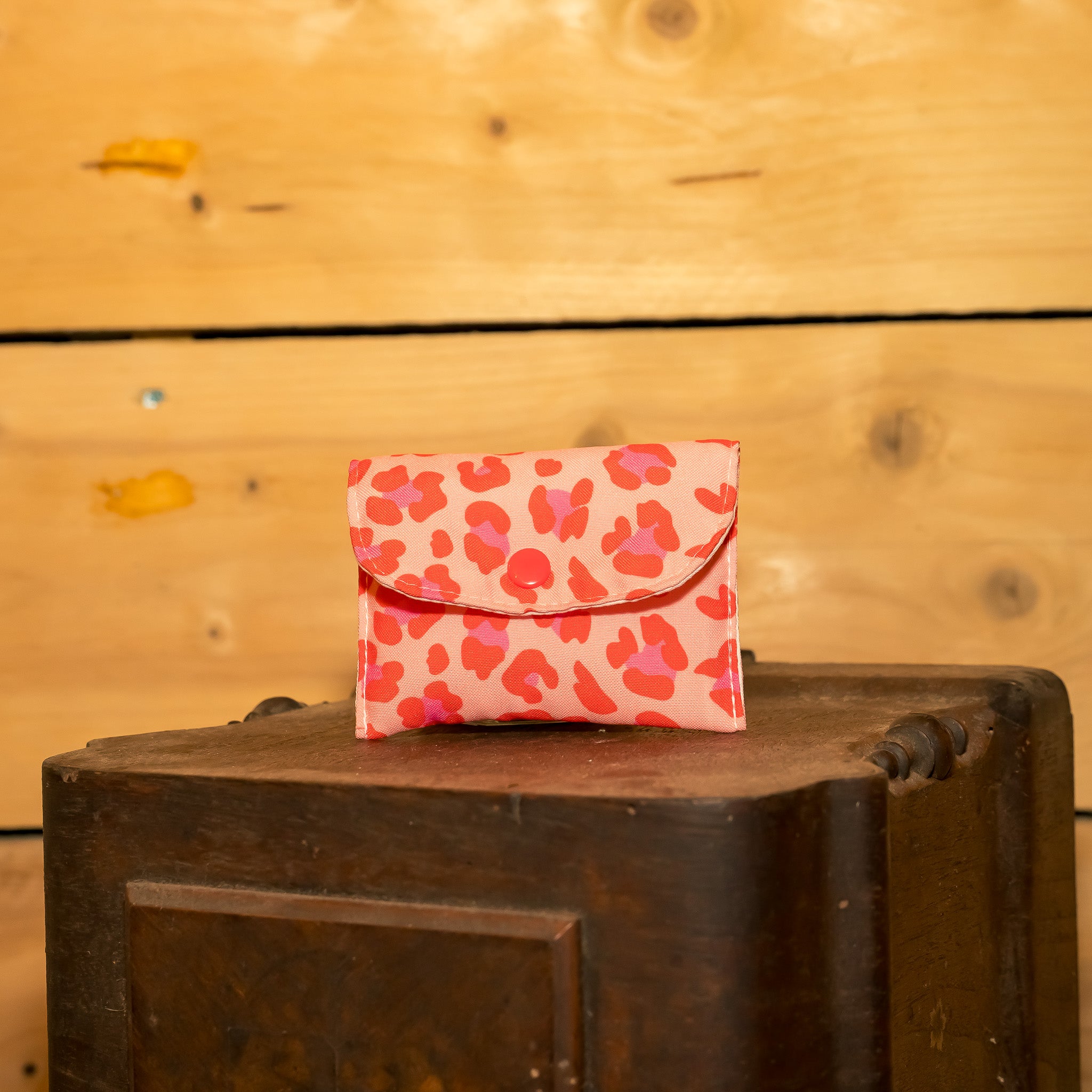 Porte Monnaie Tissu Léopard Fuschia et Orange